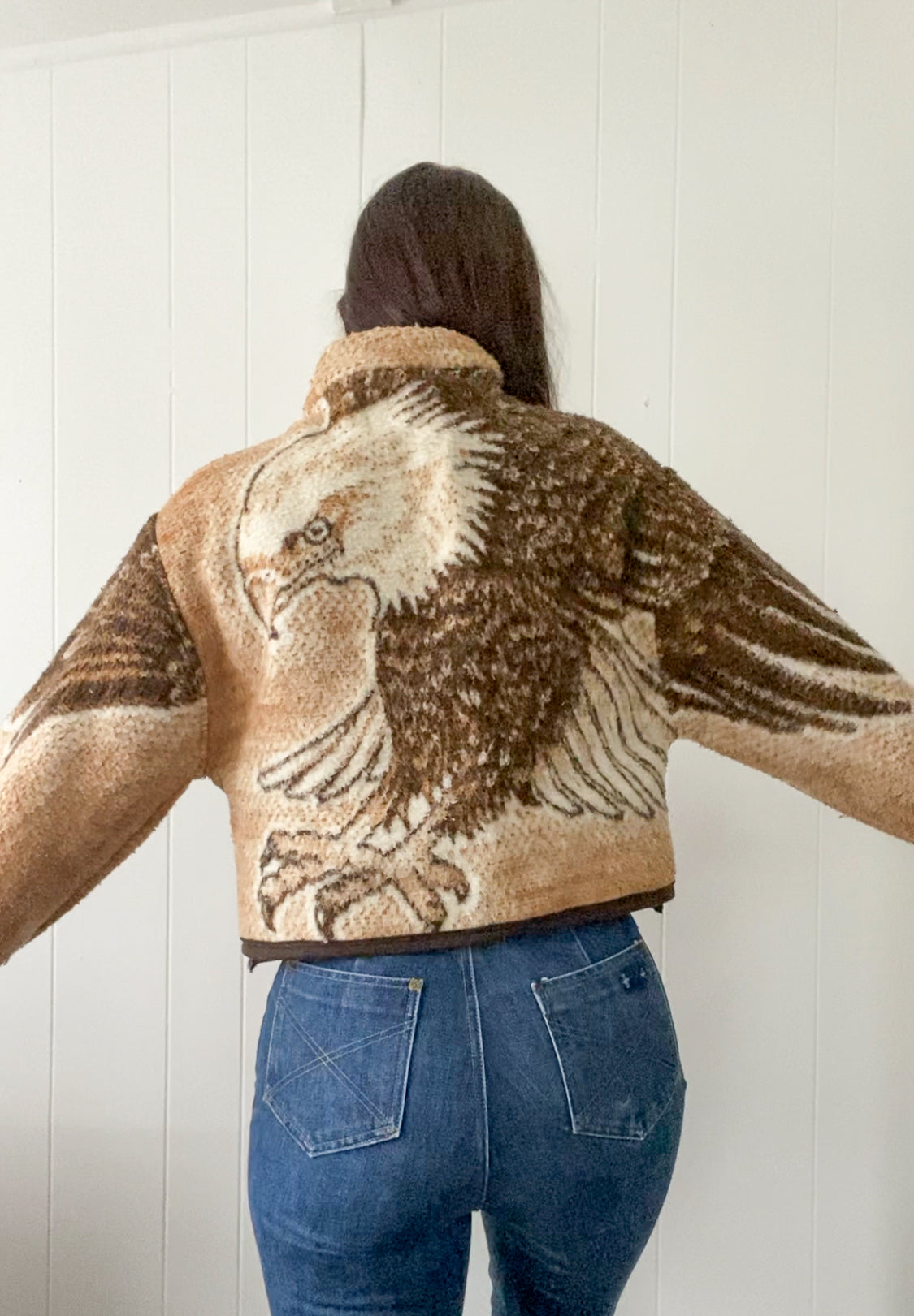 (S/M) Upcycled Eagle Blanket Coat