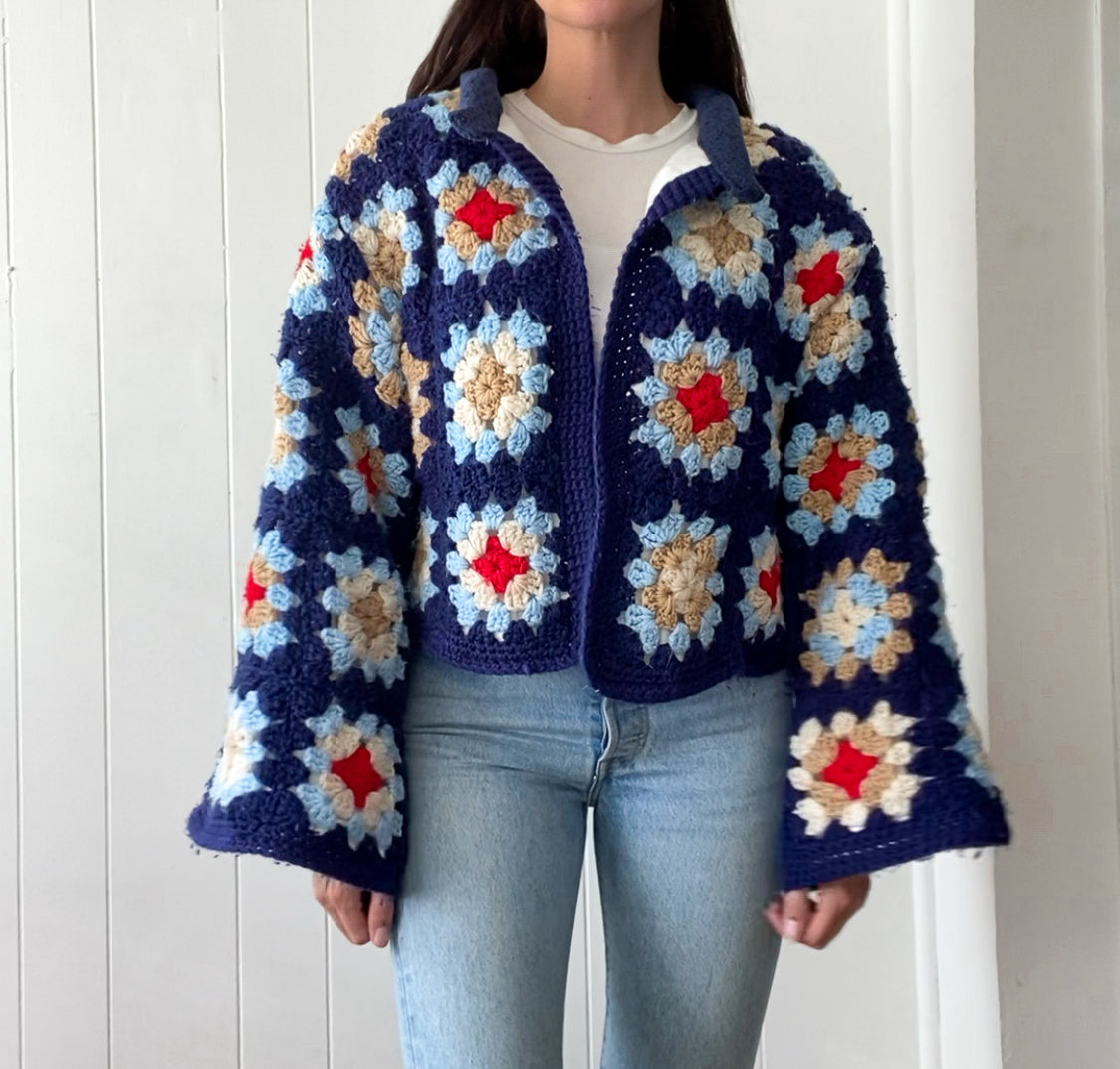 Upcycled Granny Square Jacket - Fully Lined