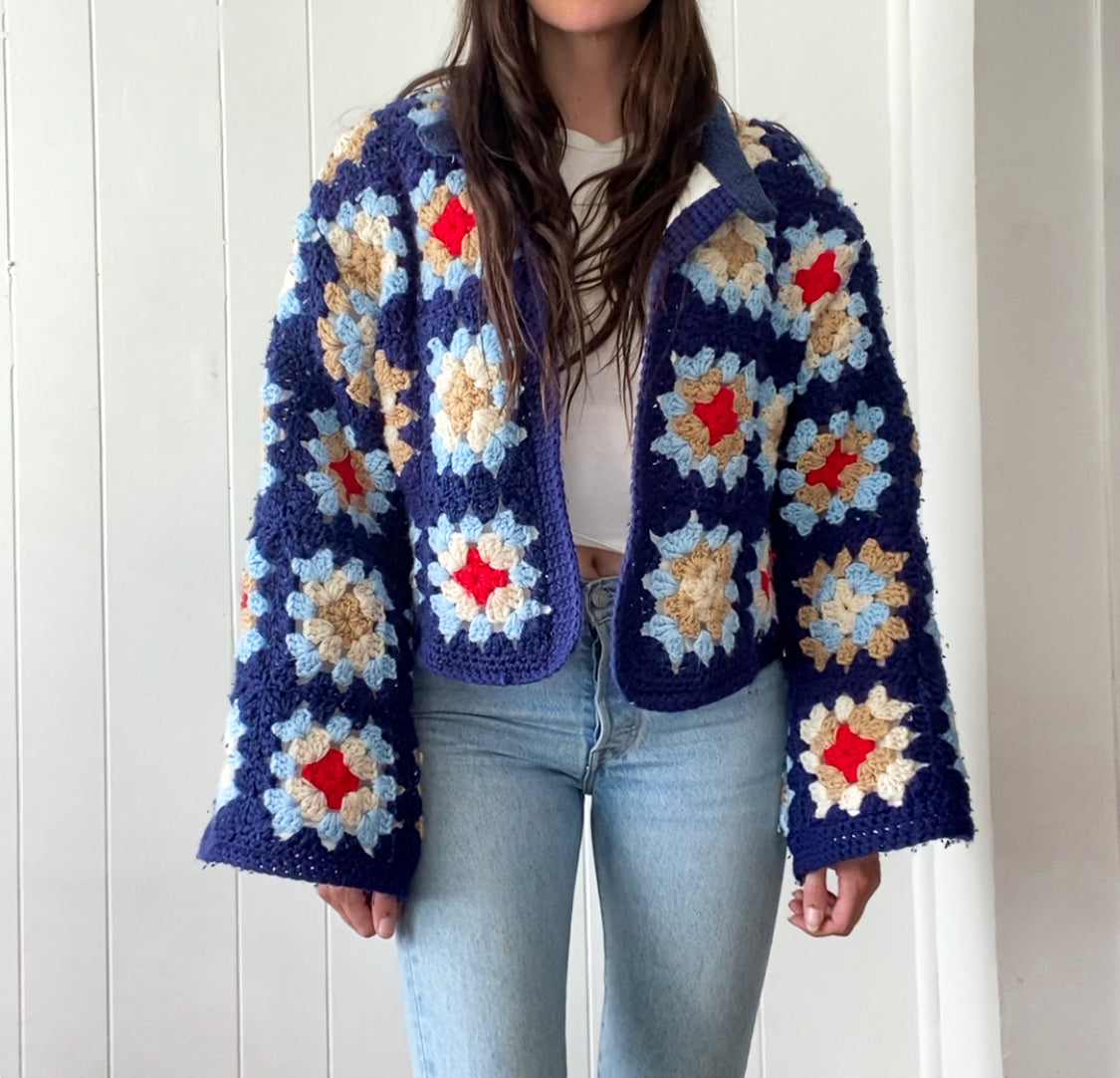Upcycled Granny Square Jacket - Fully Lined