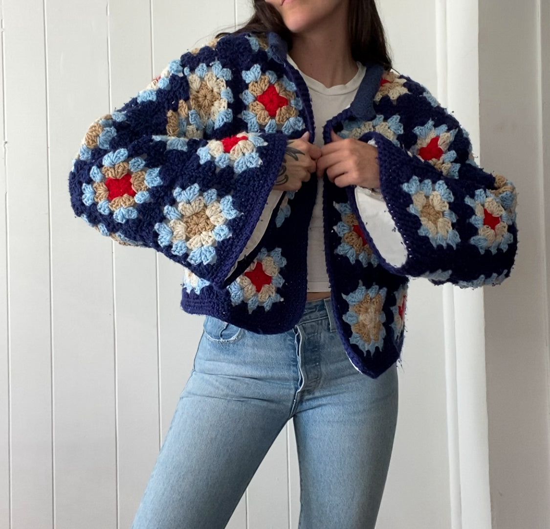 Upcycled Granny Square Jacket - Fully Lined