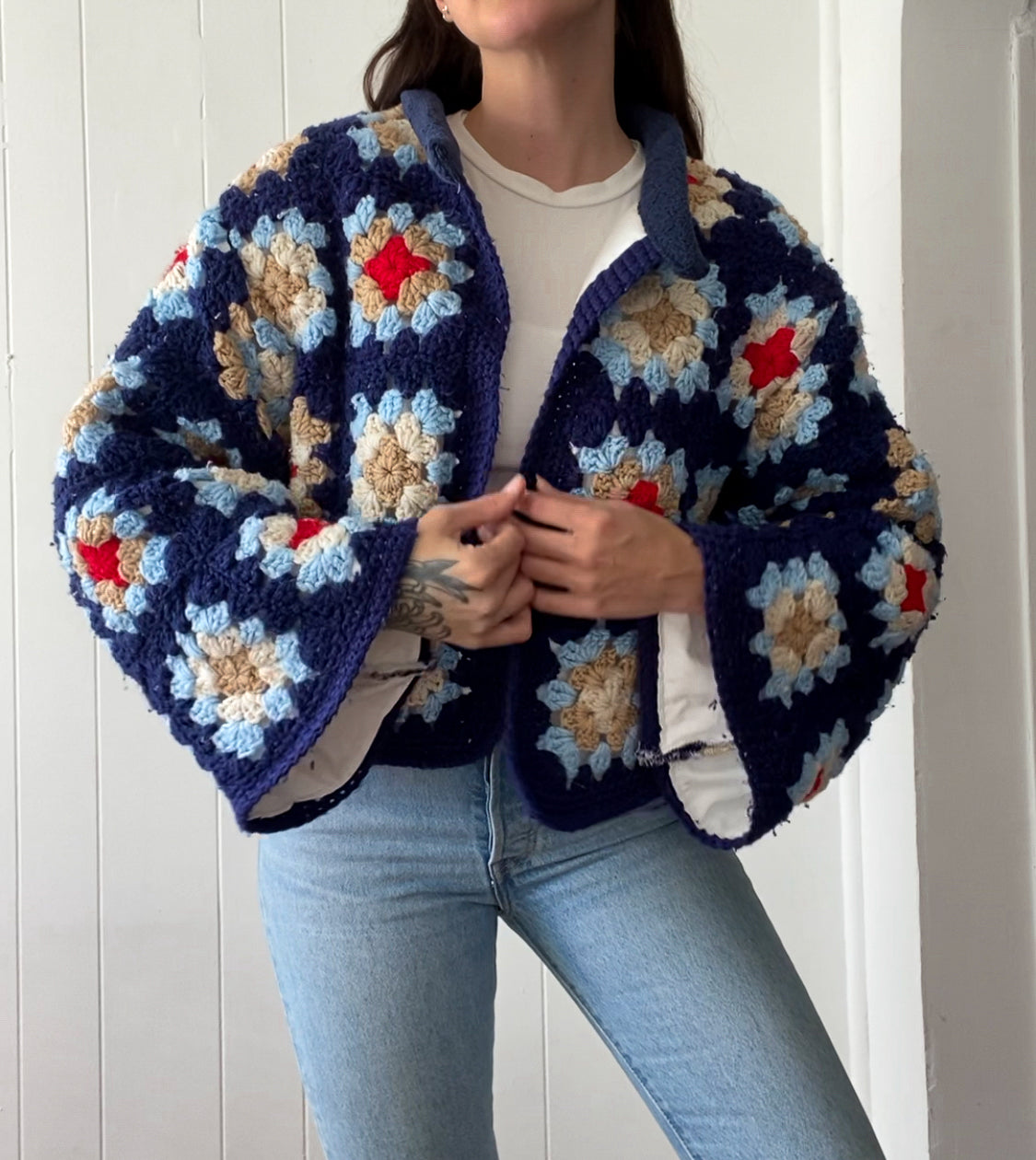 Upcycled Granny Square Jacket - Fully Lined