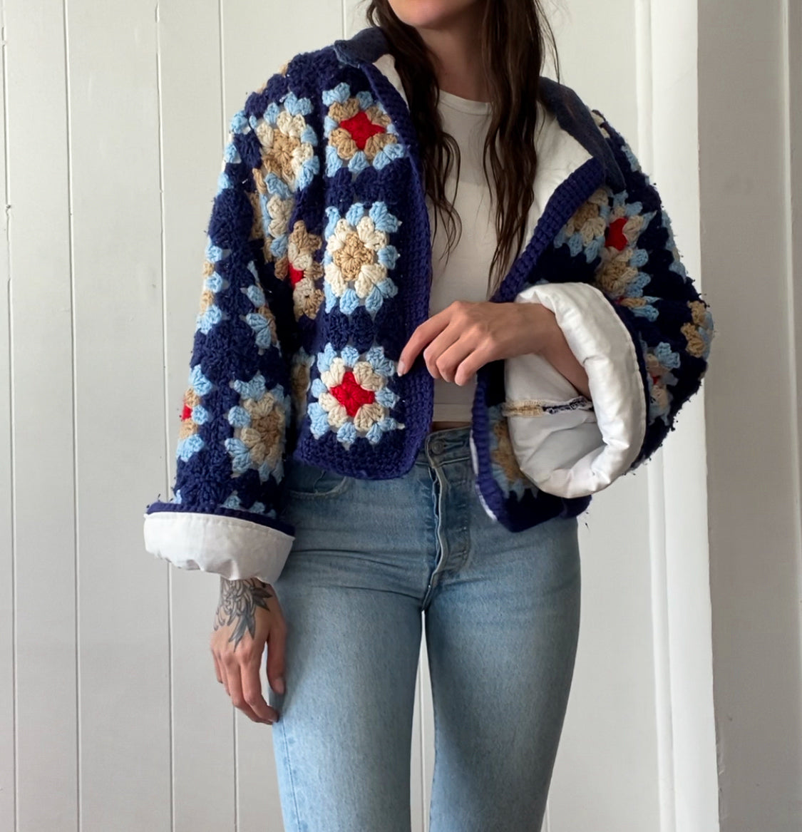 Upcycled Granny Square Jacket - Fully Lined