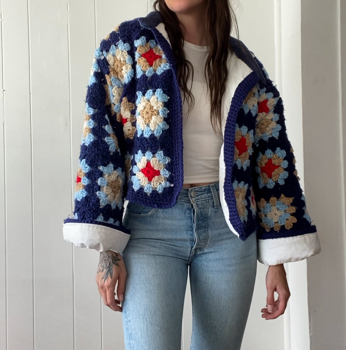 Upcycled Granny Square Jacket - Fully Lined