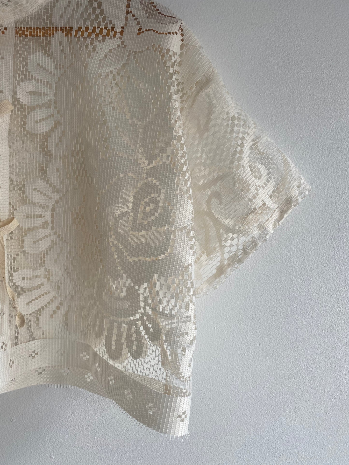Upcycled Tie Front Lace Blouse