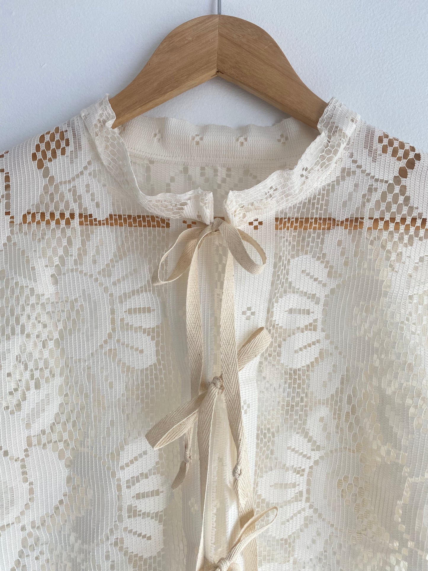 Upcycled Tie Front Lace Blouse