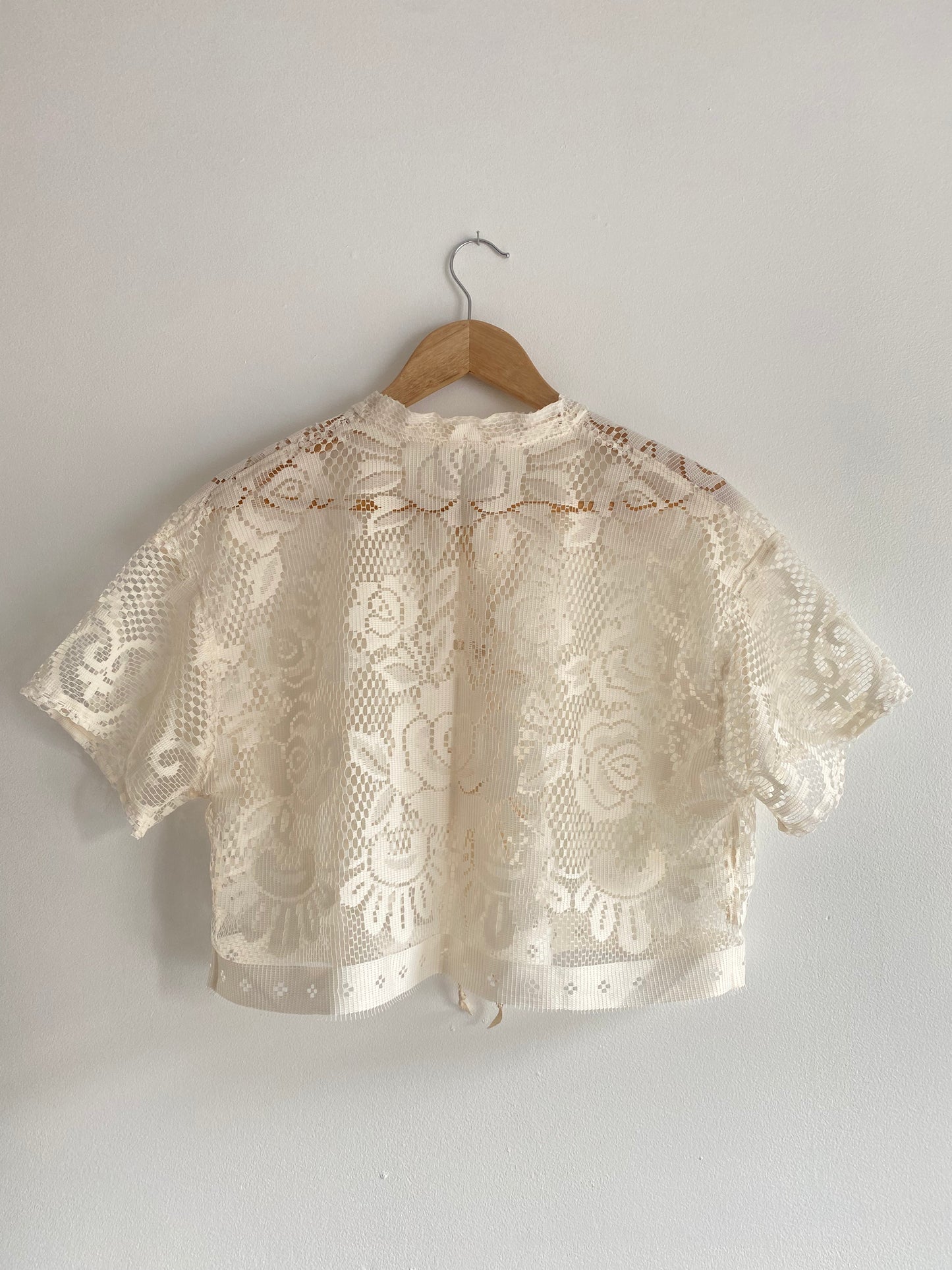 Upcycled Tie Front Lace Blouse