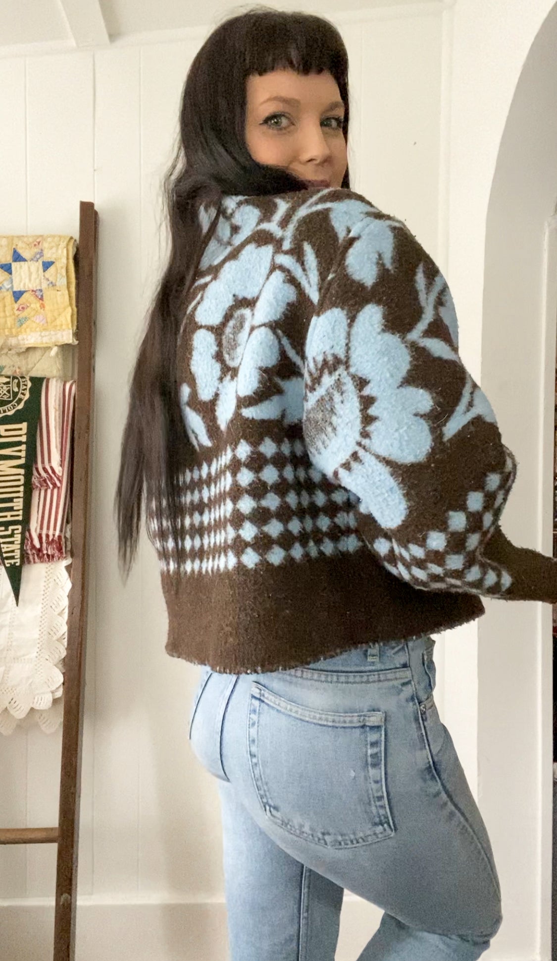 Upcycled Floral & Checkered Coat