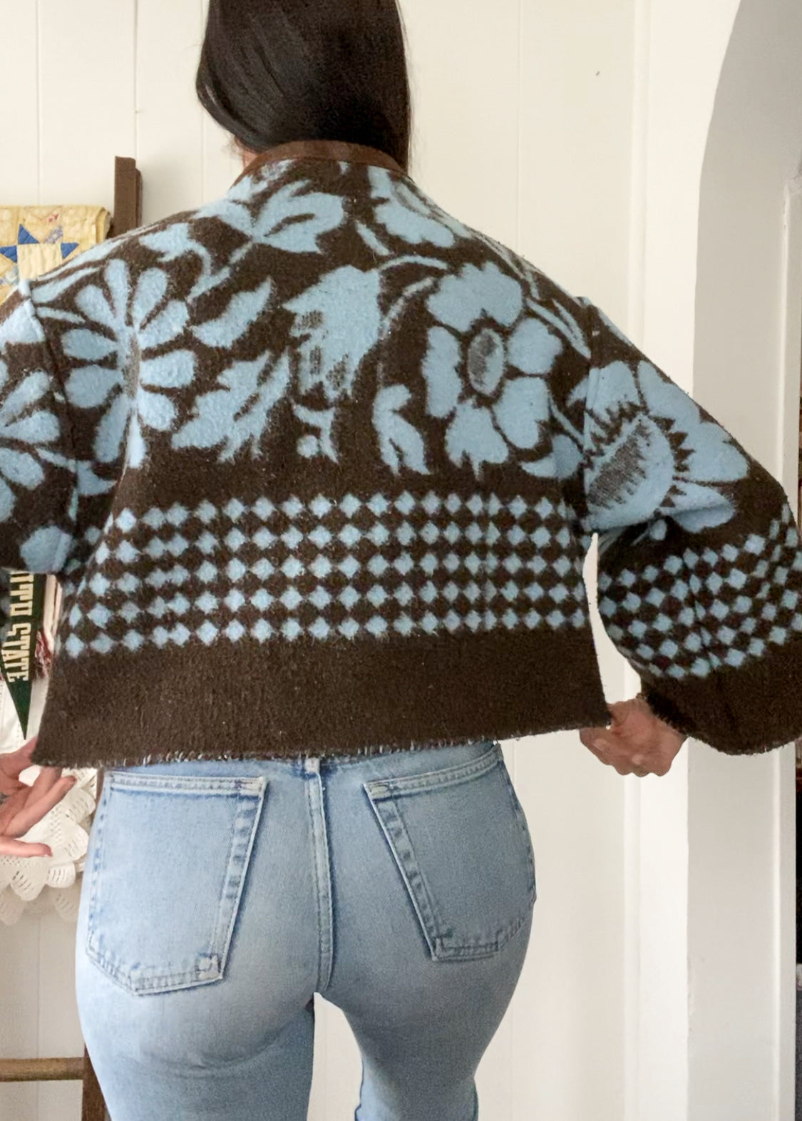 Upcycled Floral & Checkered Coat