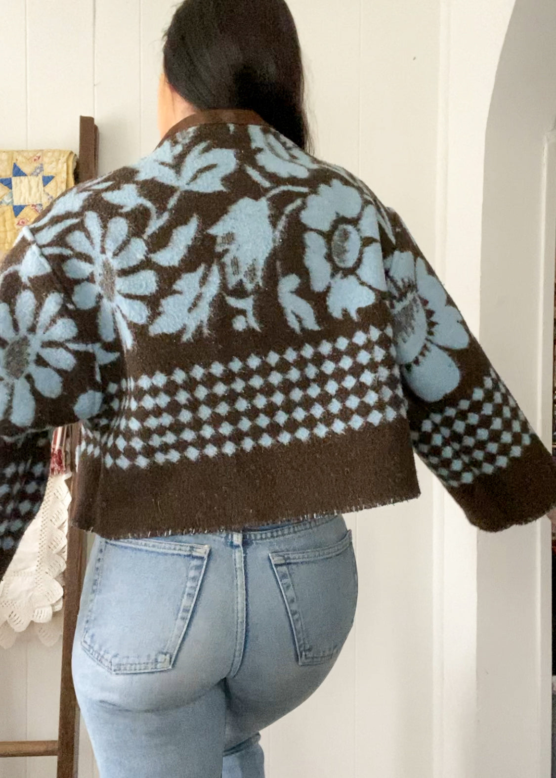 Upcycled Floral & Checkered Coat