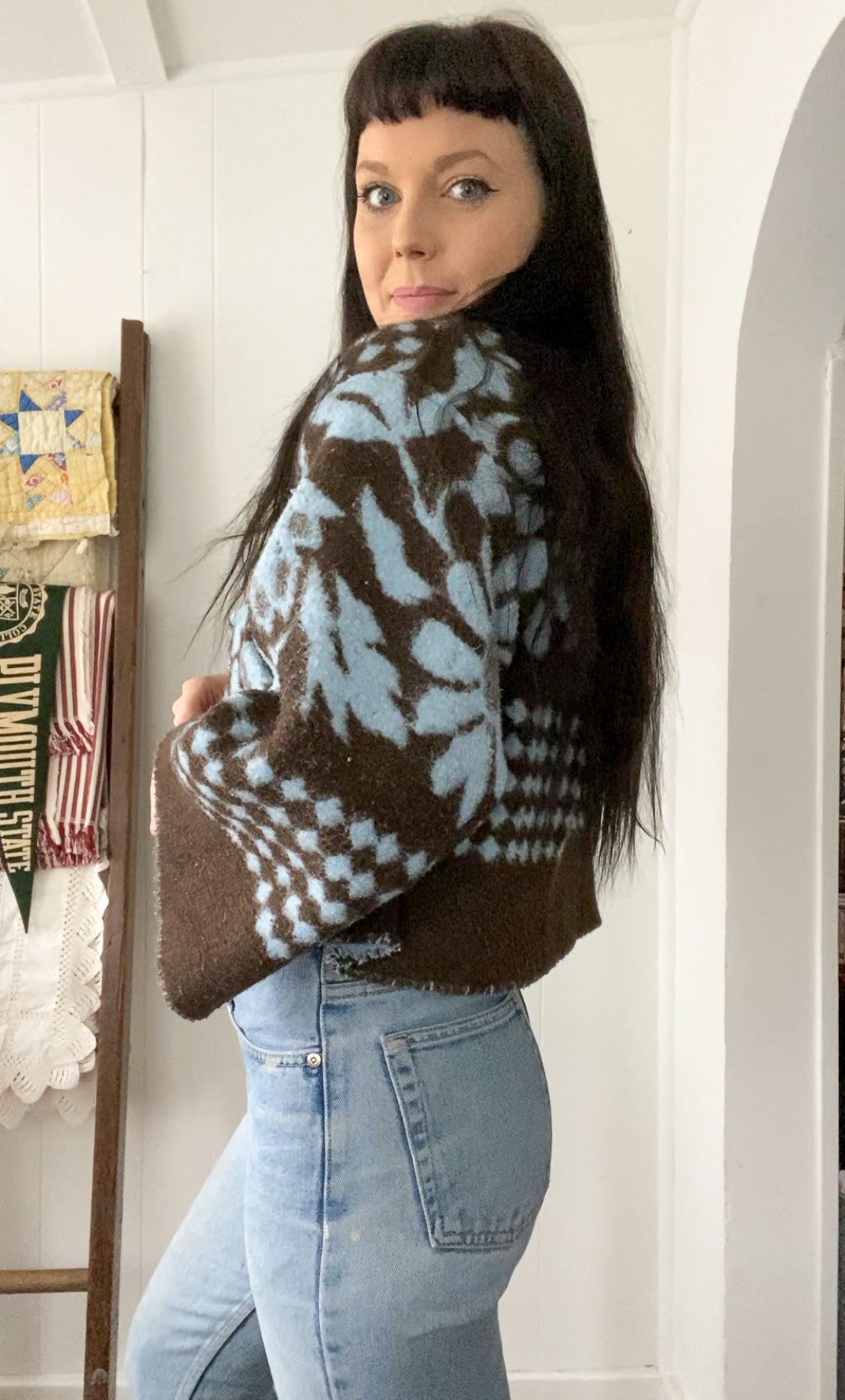 Upcycled Floral & Checkered Coat