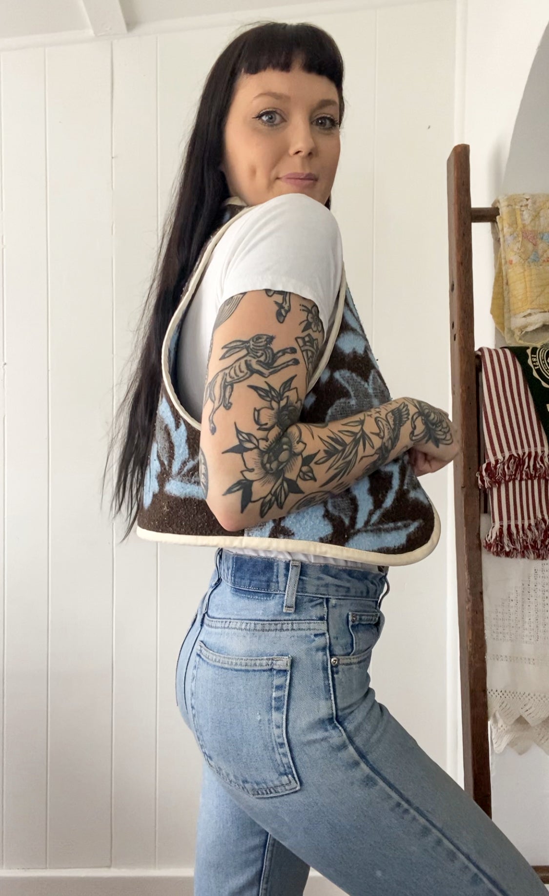 Upcycled Tie-front Vest