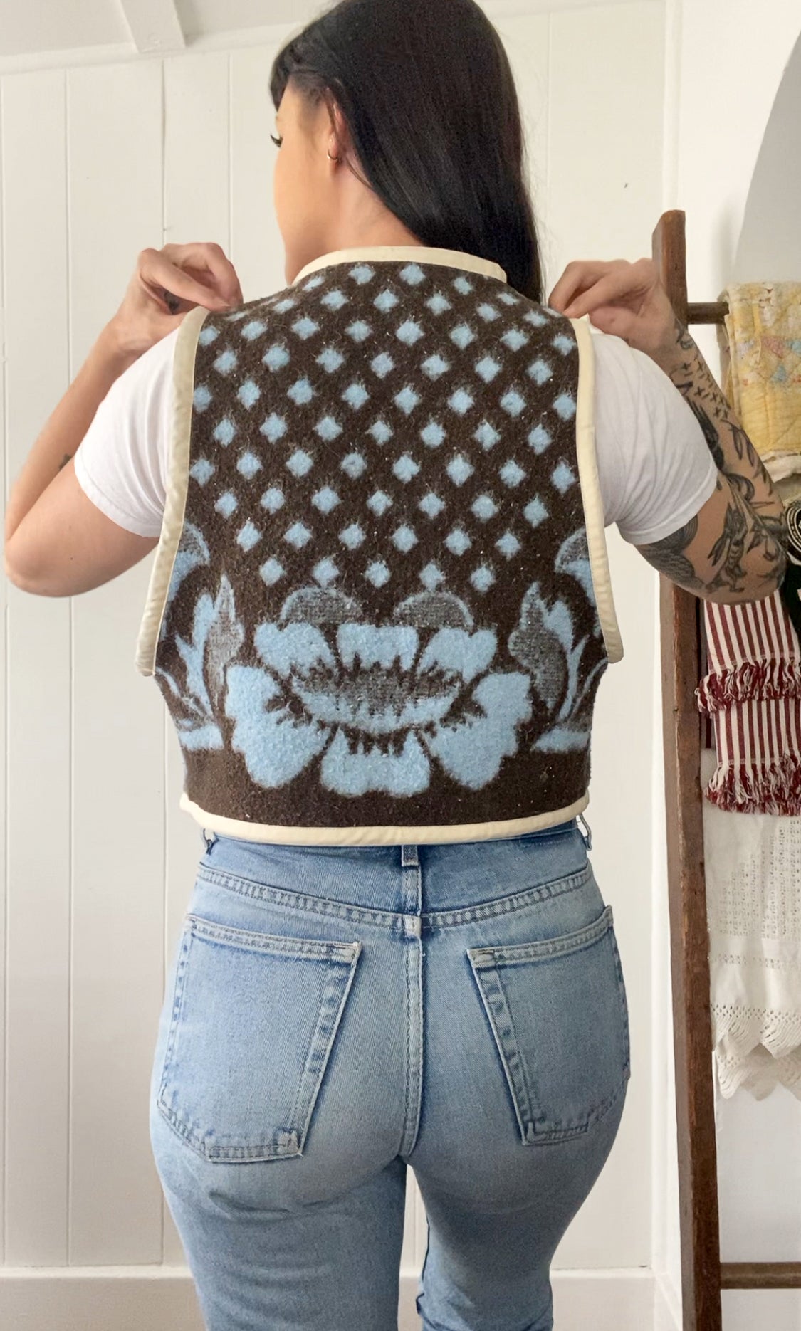 Upcycled Tie-front Vest