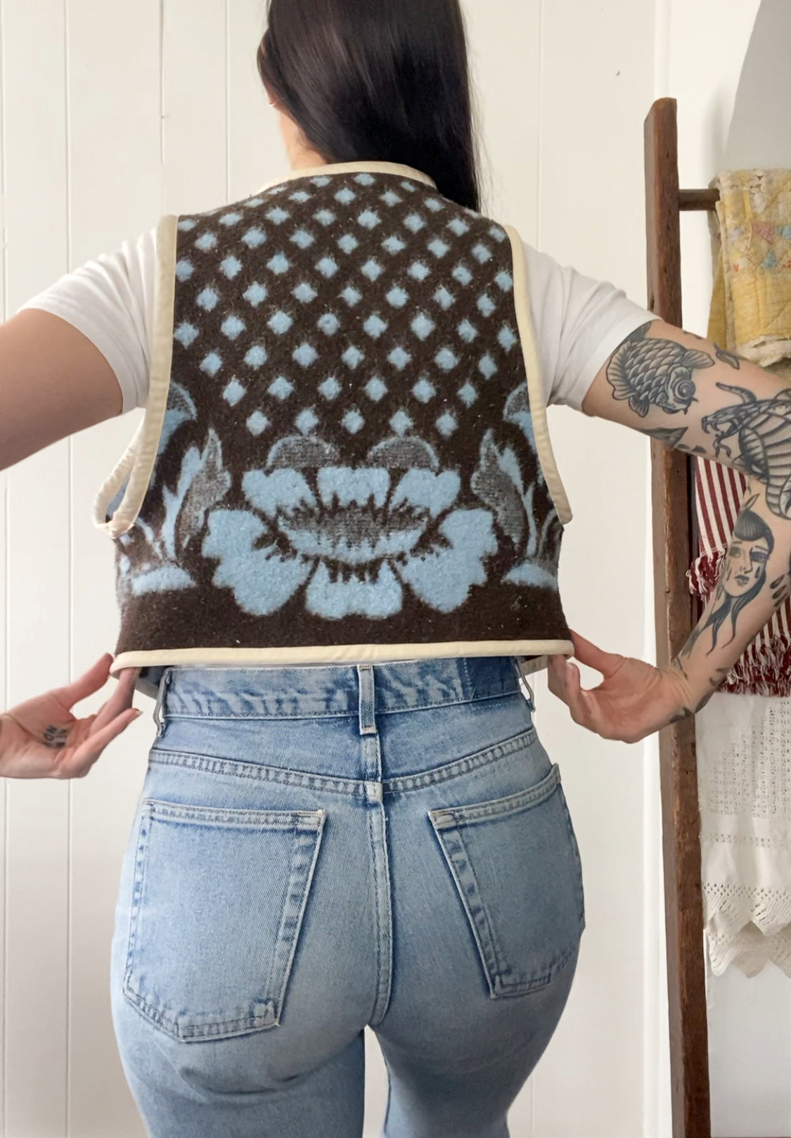 Upcycled Tie-front Vest