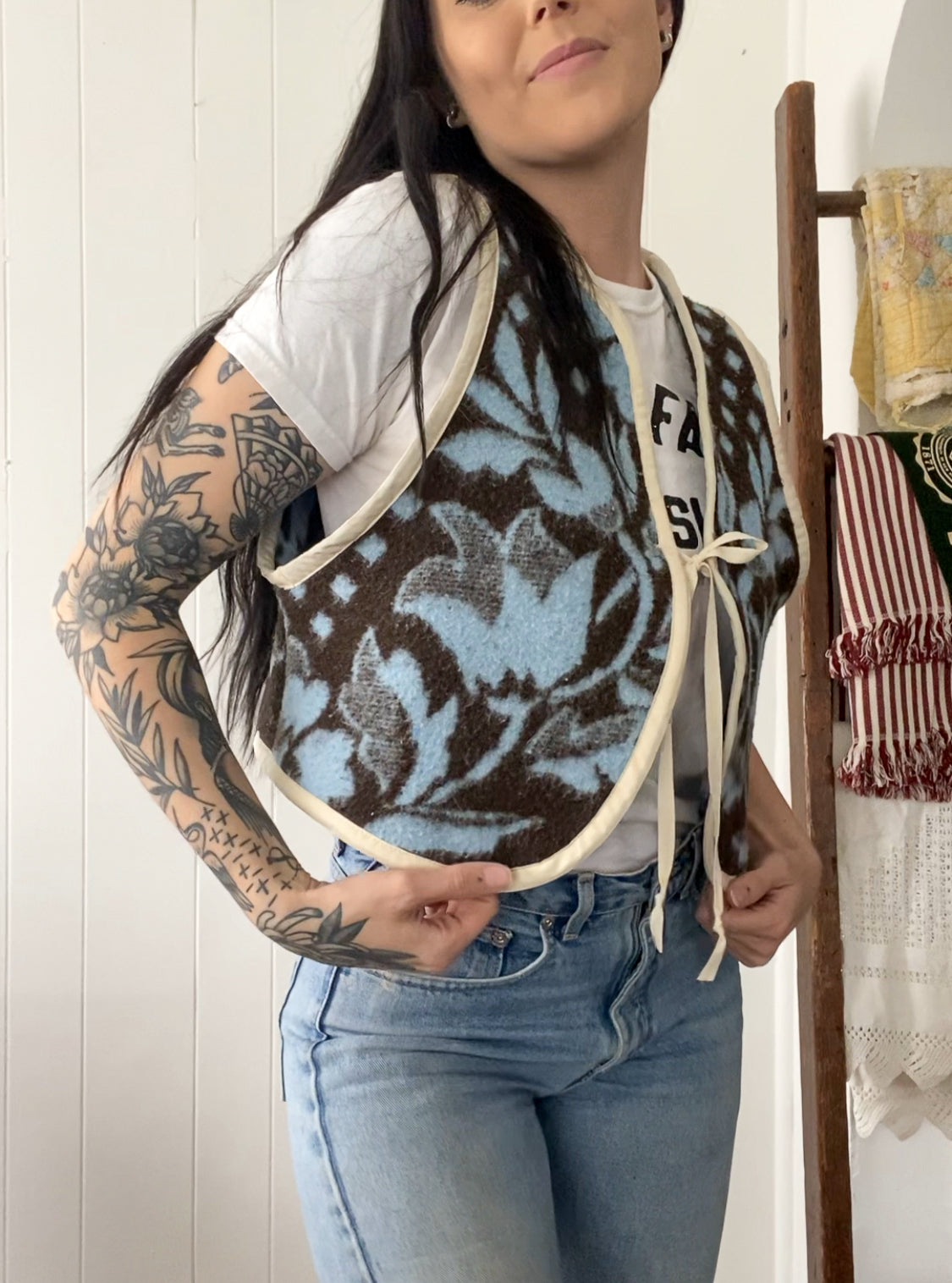 Upcycled Tie-front Vest