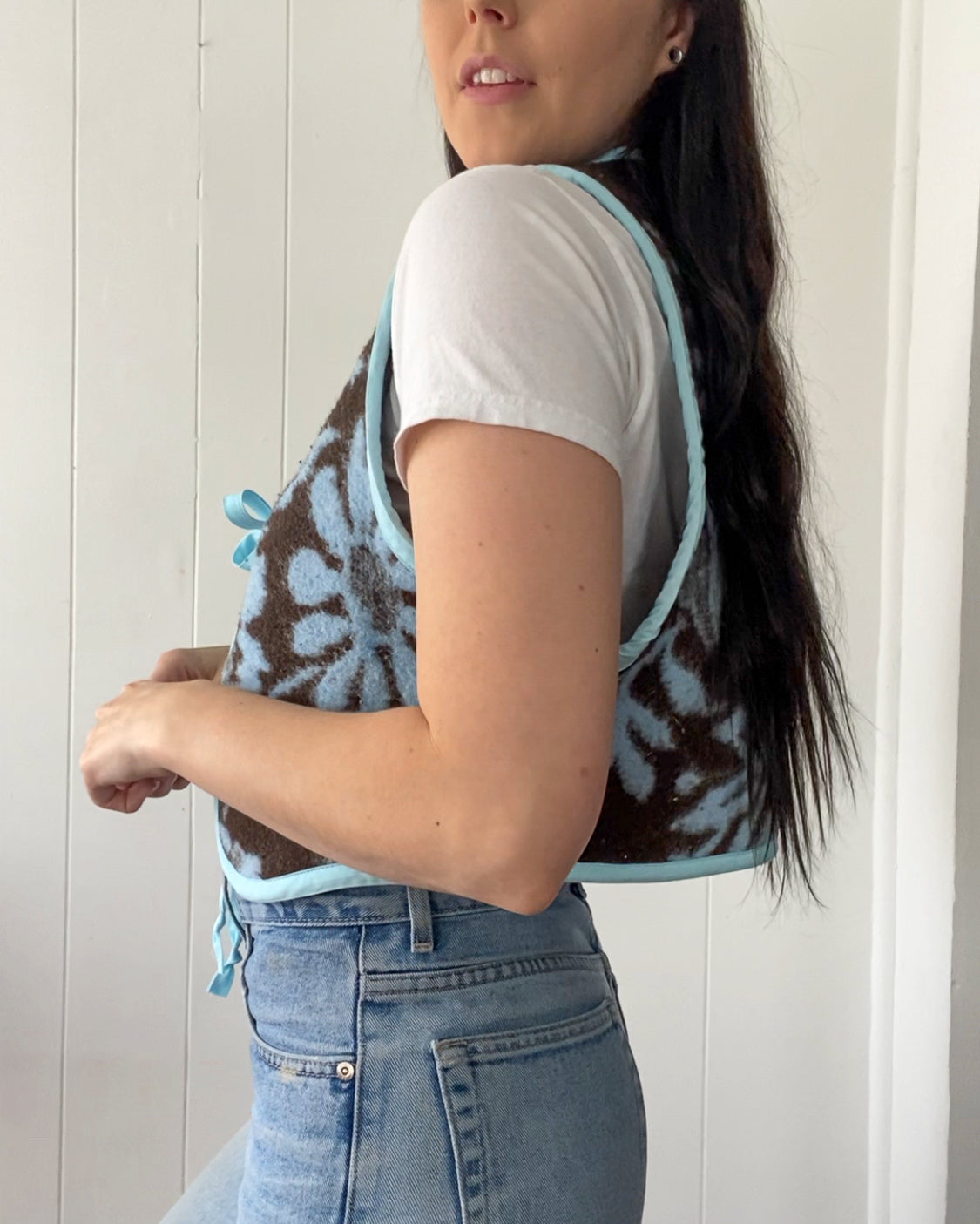 Upcycled Tie-front Vest