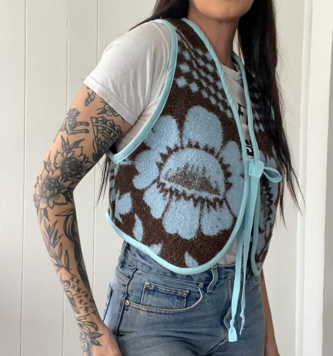 Upcycled Tie-front Vest