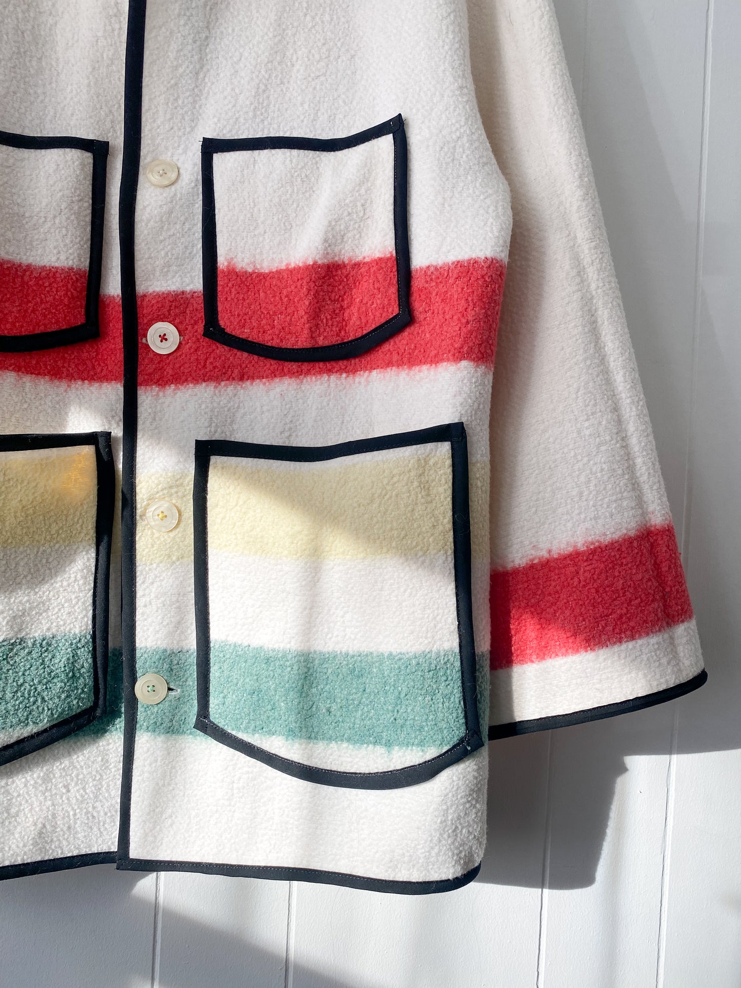 Upcycled Vintage Striped Blanket Coat