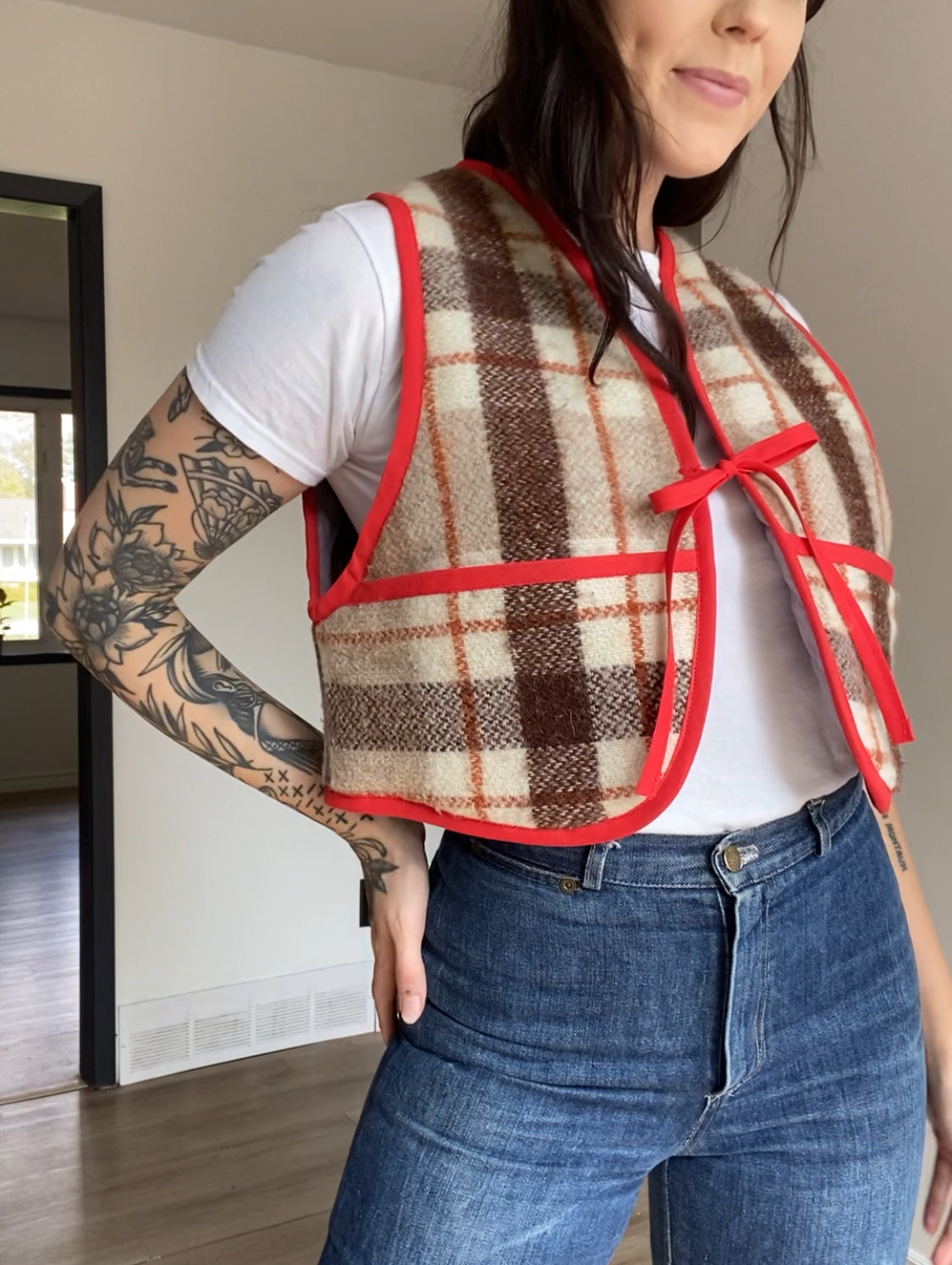 Upcycled Tie-Front Vest