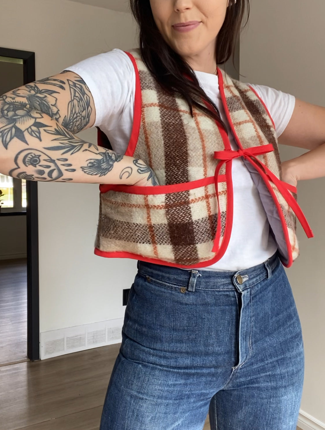 Upcycled Tie-Front Vest