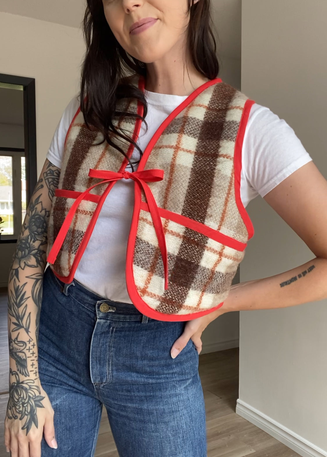 Upcycled Tie-Front Vest