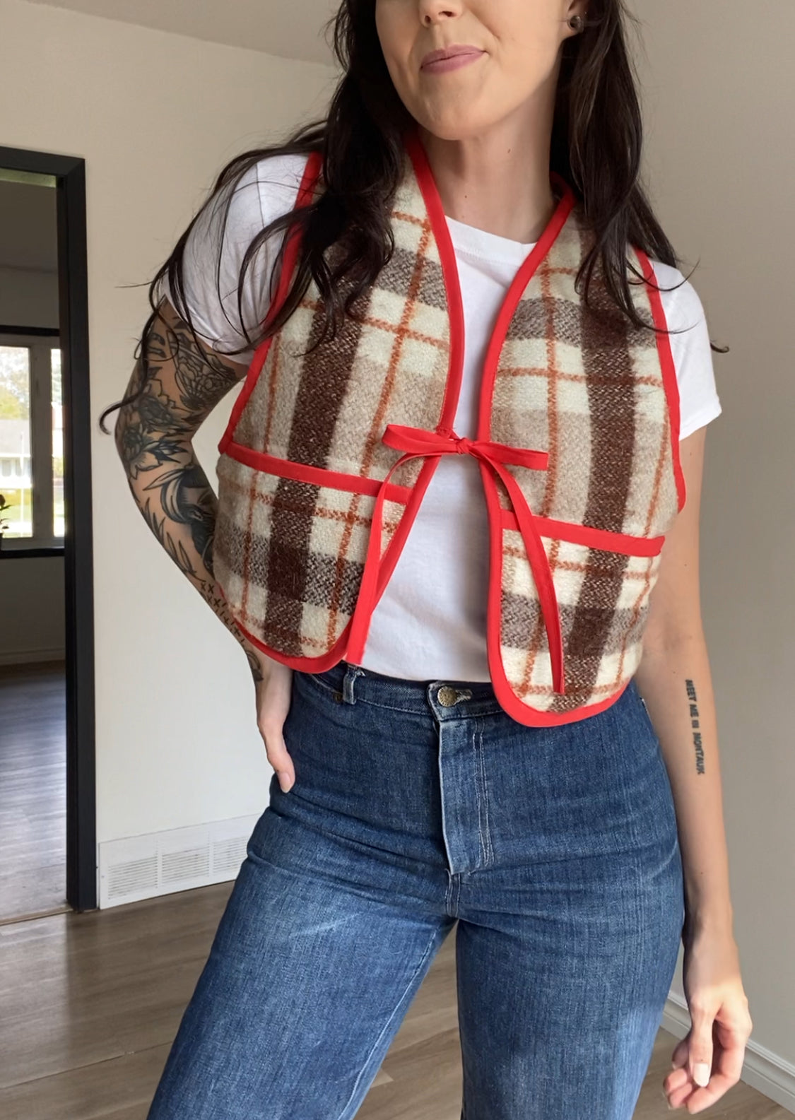 Upcycled Tie-Front Vest