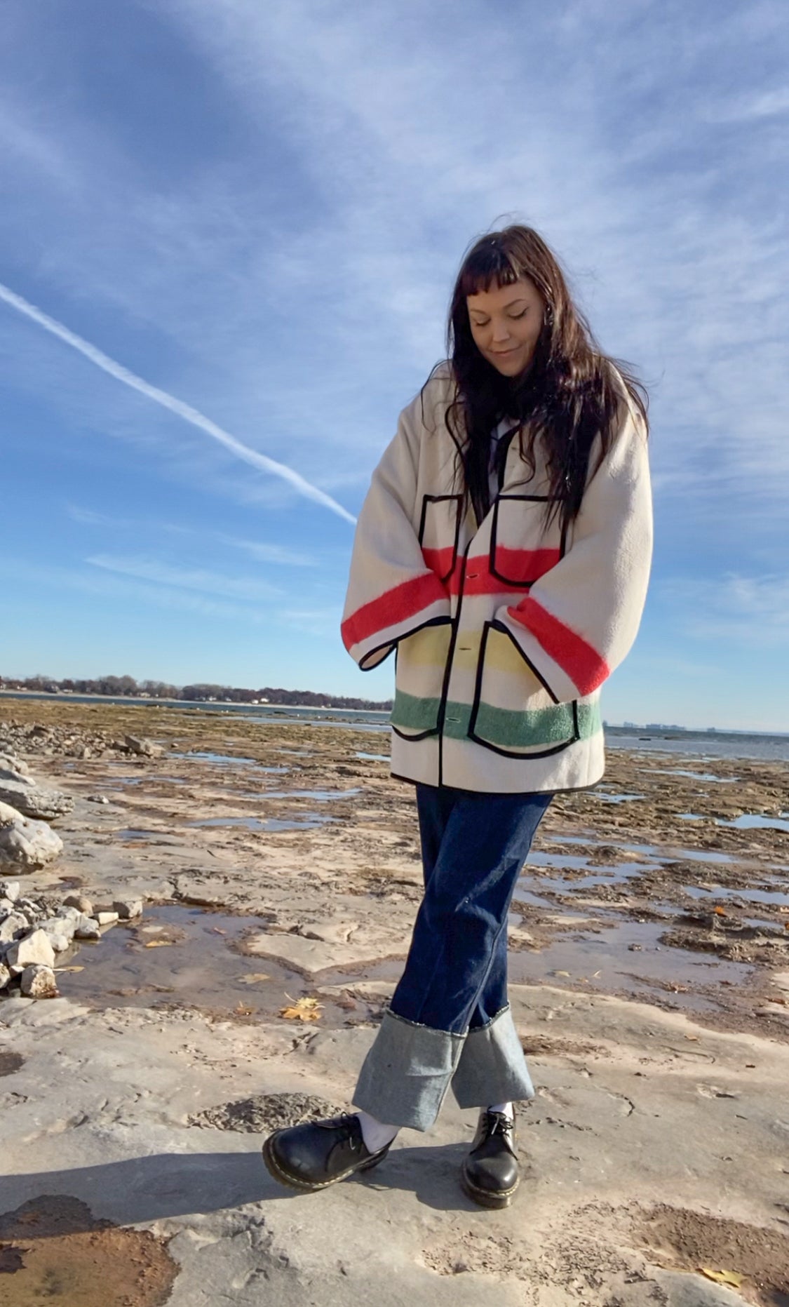 Upcycled Vintage Striped Blanket Coat