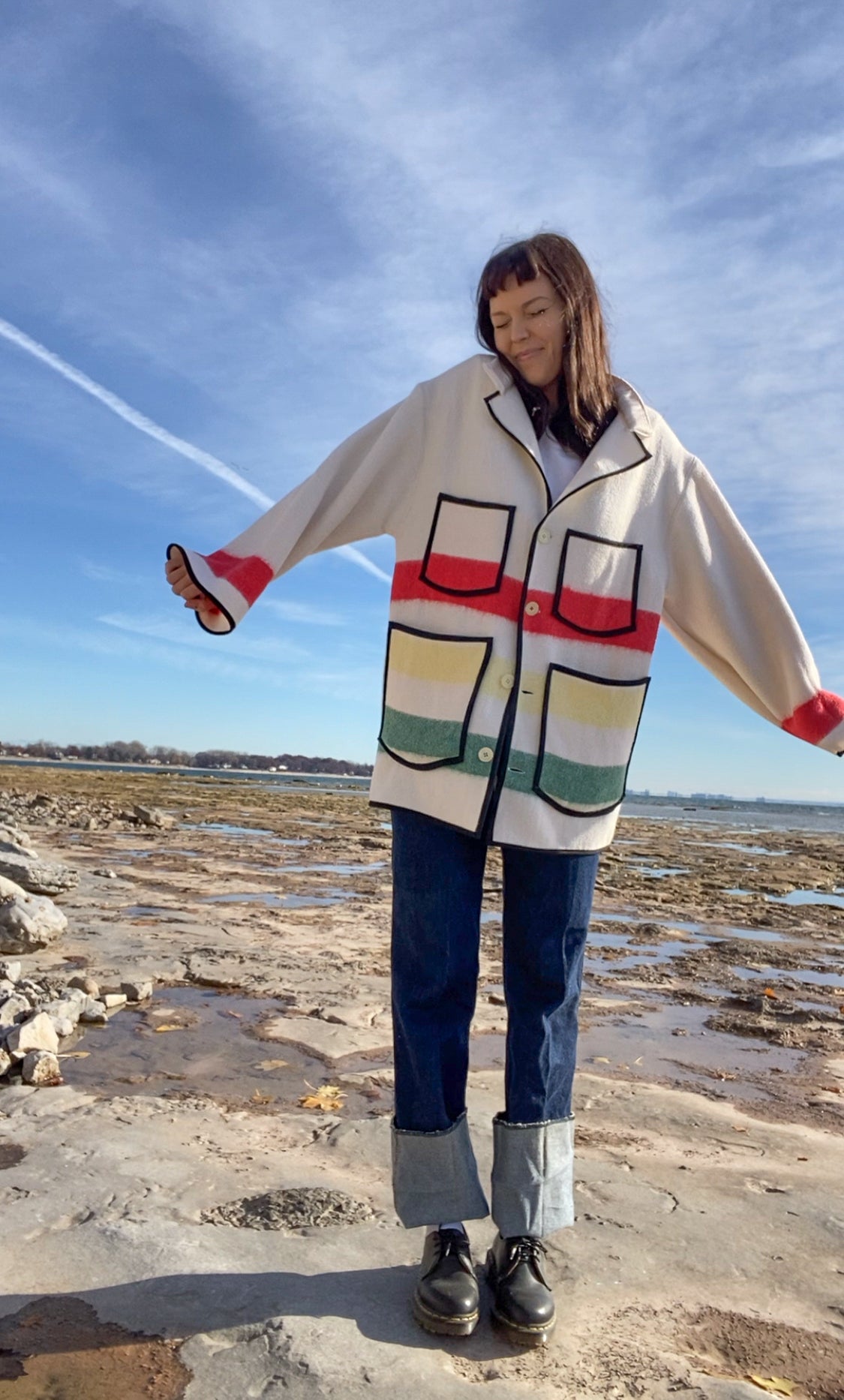 Upcycled Vintage Striped Blanket Coat