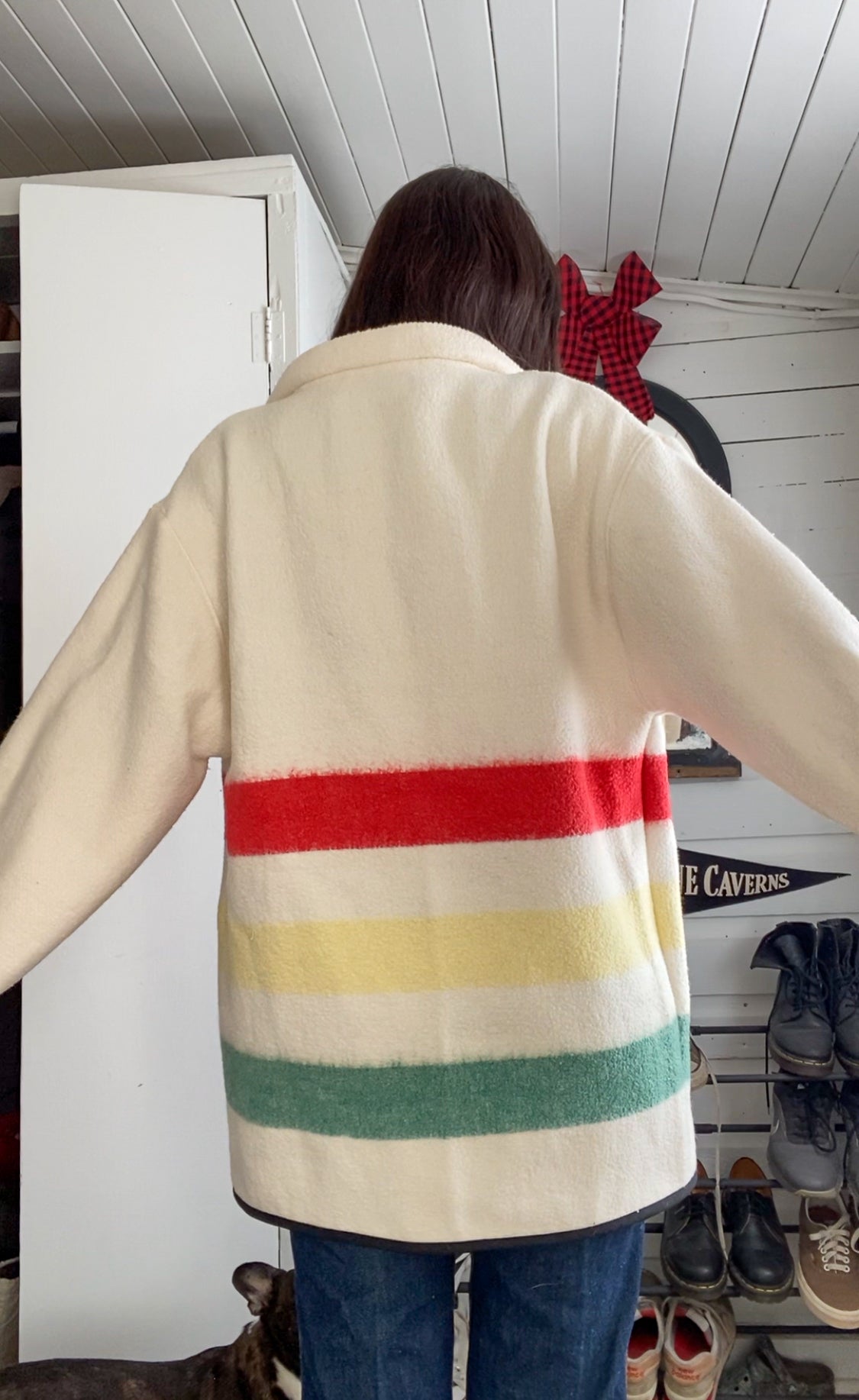 Upcycled Vintage Striped Blanket Coat