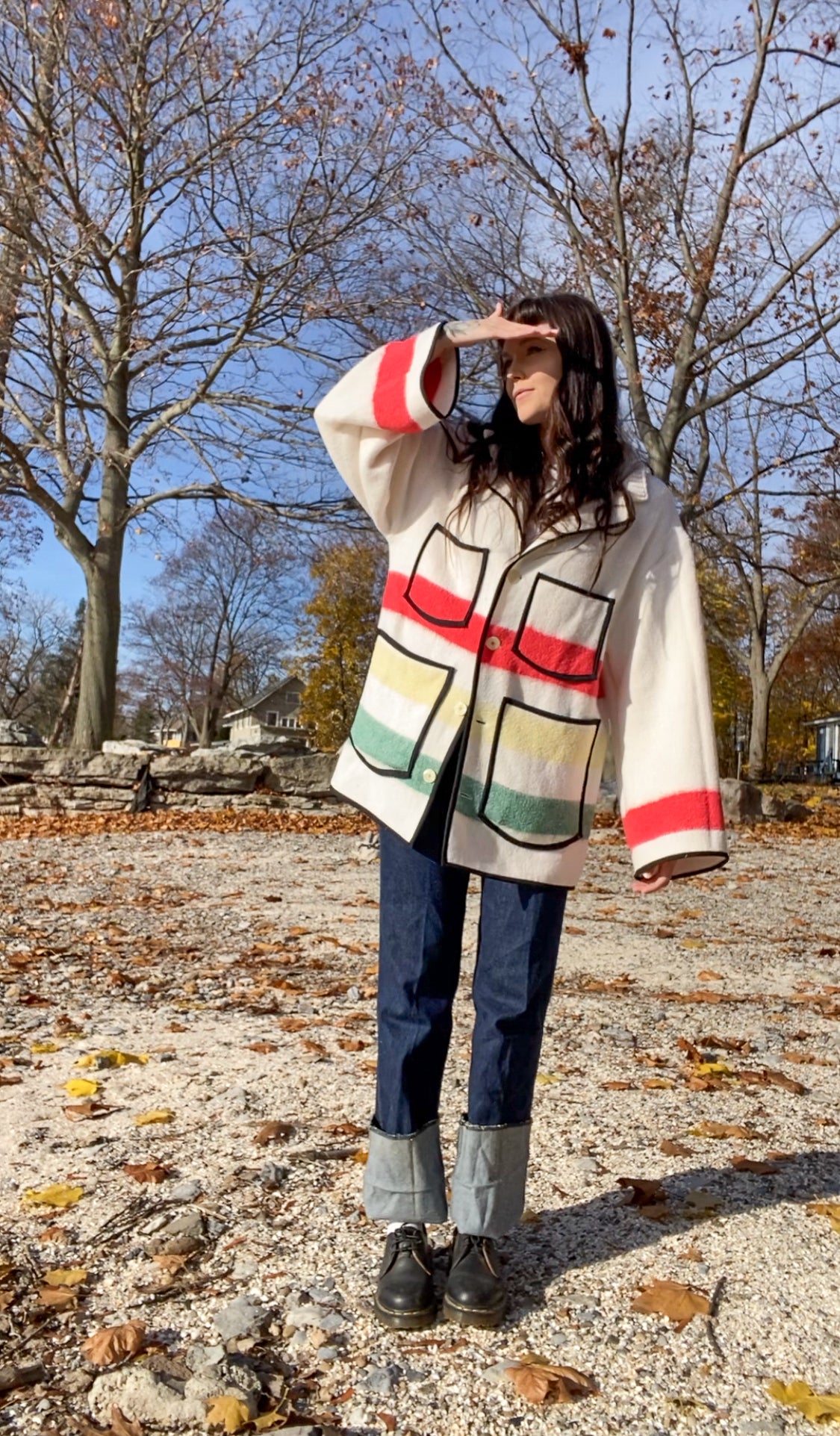Upcycled Vintage Striped Blanket Coat