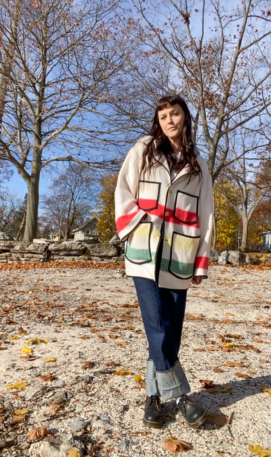 Upcycled Vintage Striped Blanket Coat