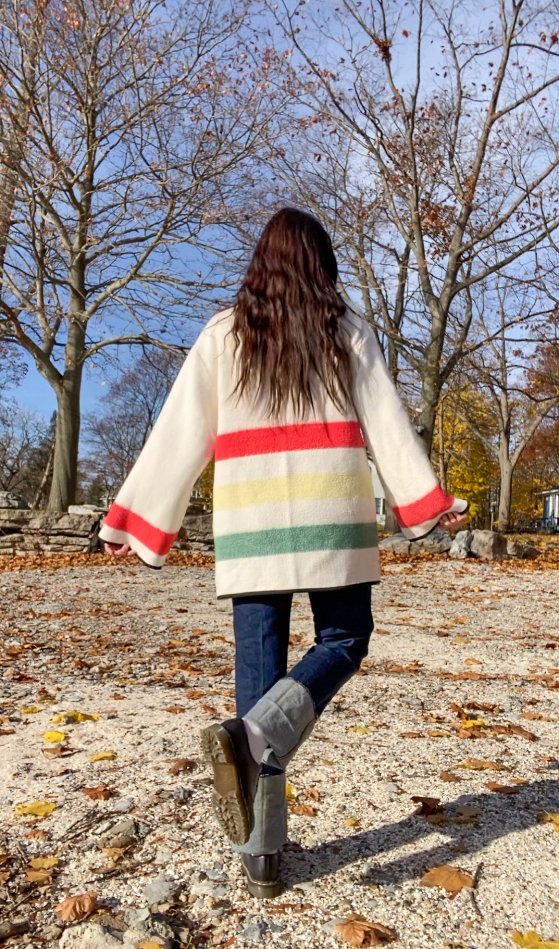 Upcycled Vintage Striped Blanket Coat