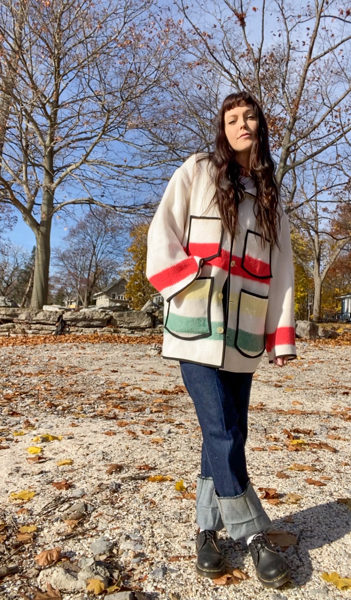 Upcycled Vintage Striped Blanket Coat
