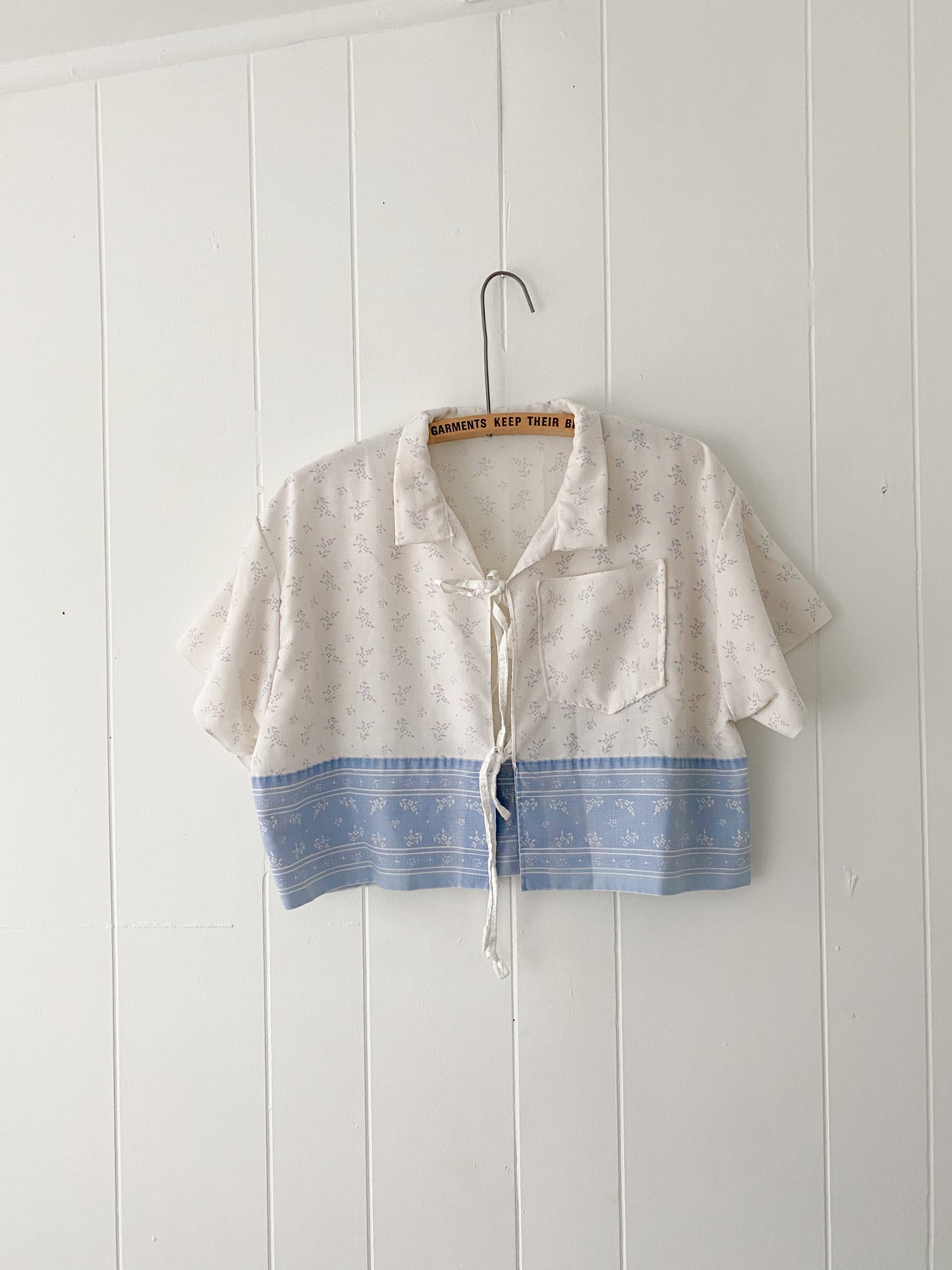 Upcycled Tie Front Floral Blouse