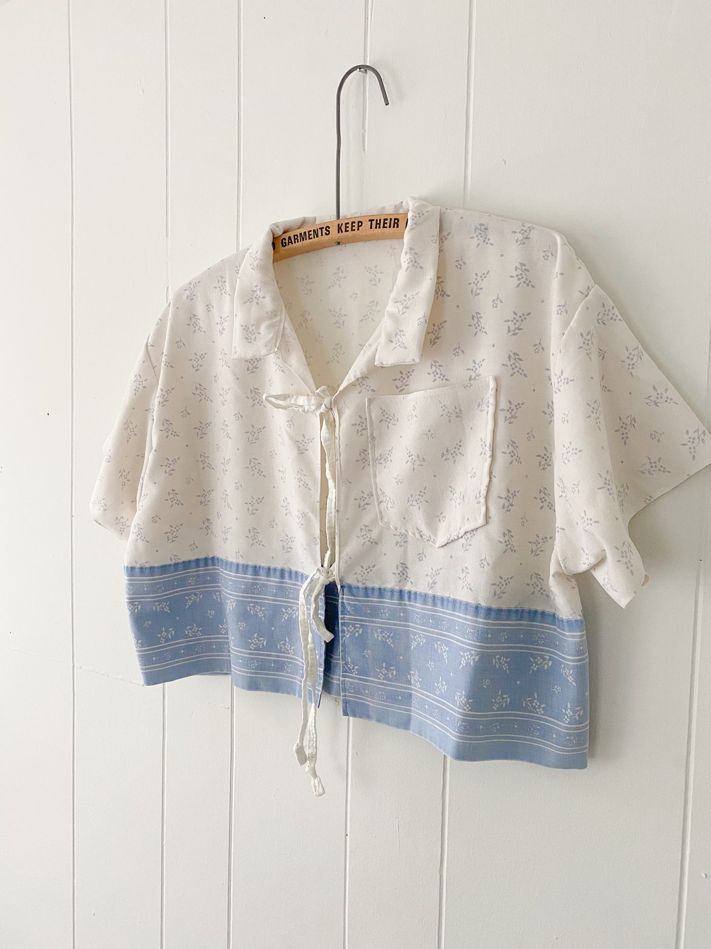 Upcycled Tie Front Floral Blouse