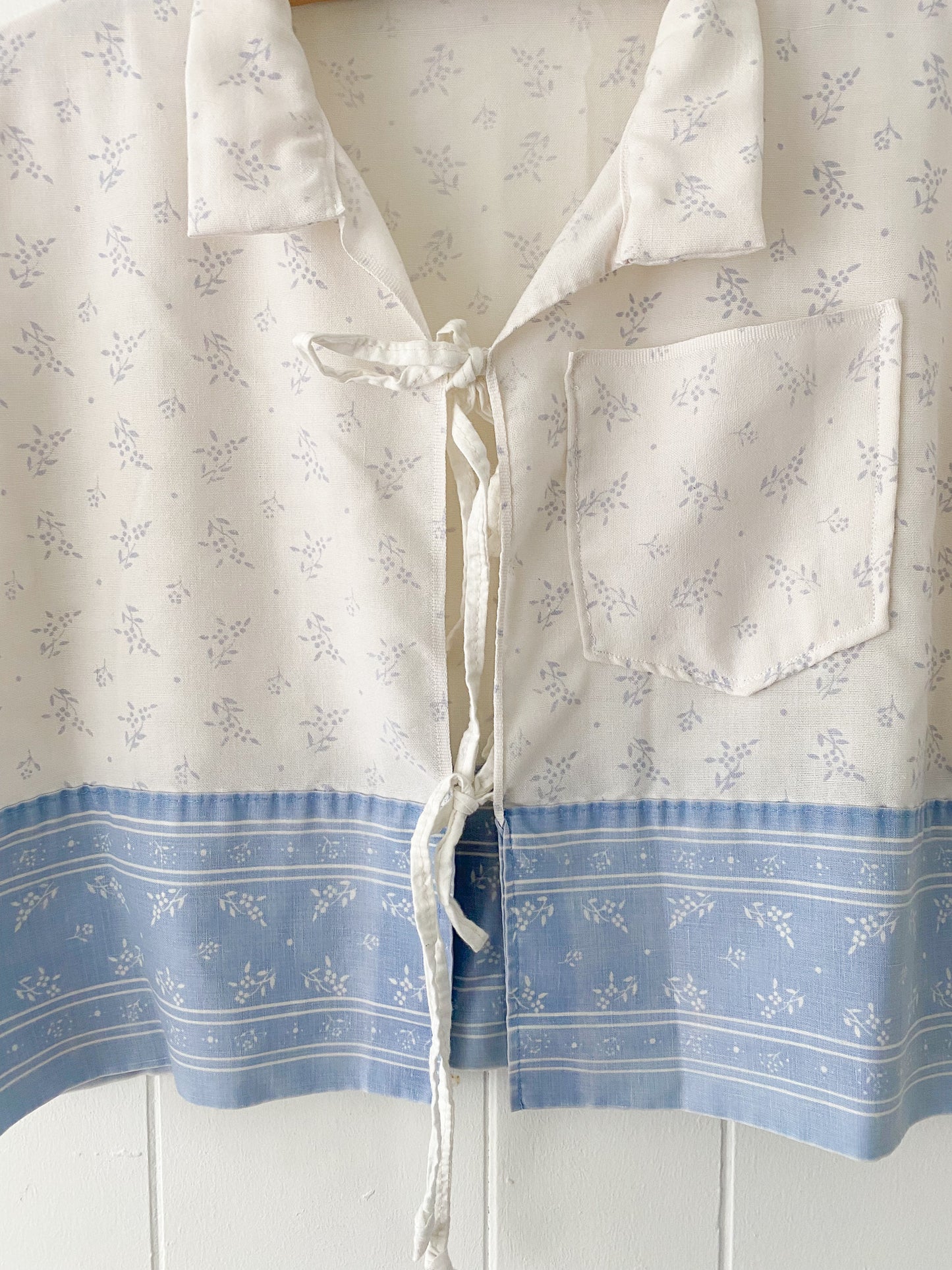 Upcycled Tie Front Floral Blouse