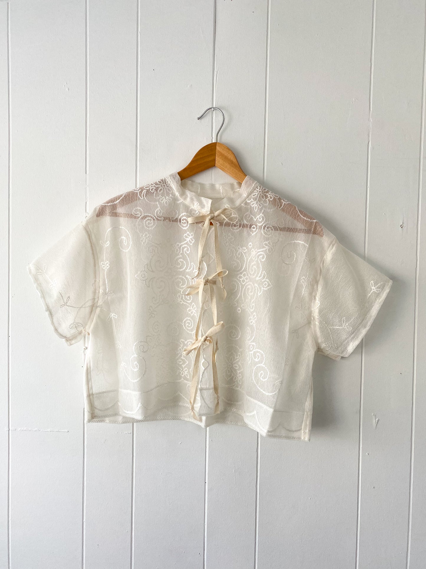 Upcycled Tie Front Blouse