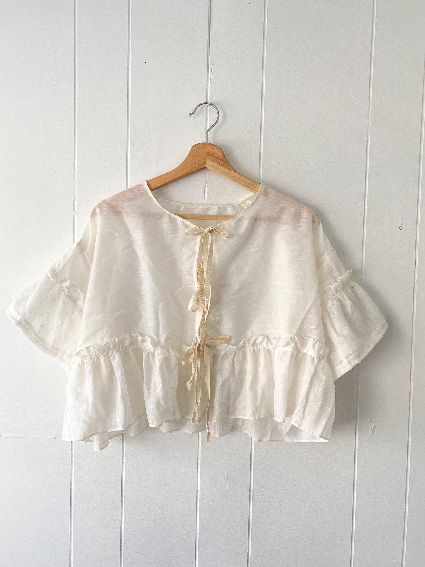 Upcycled Tie Front Blouse
