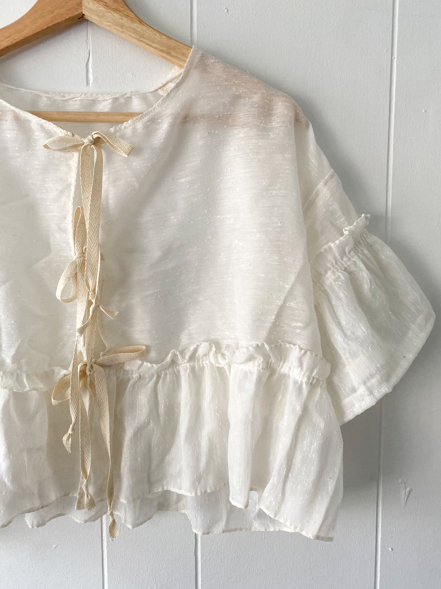 Upcycled Tie Front Blouse