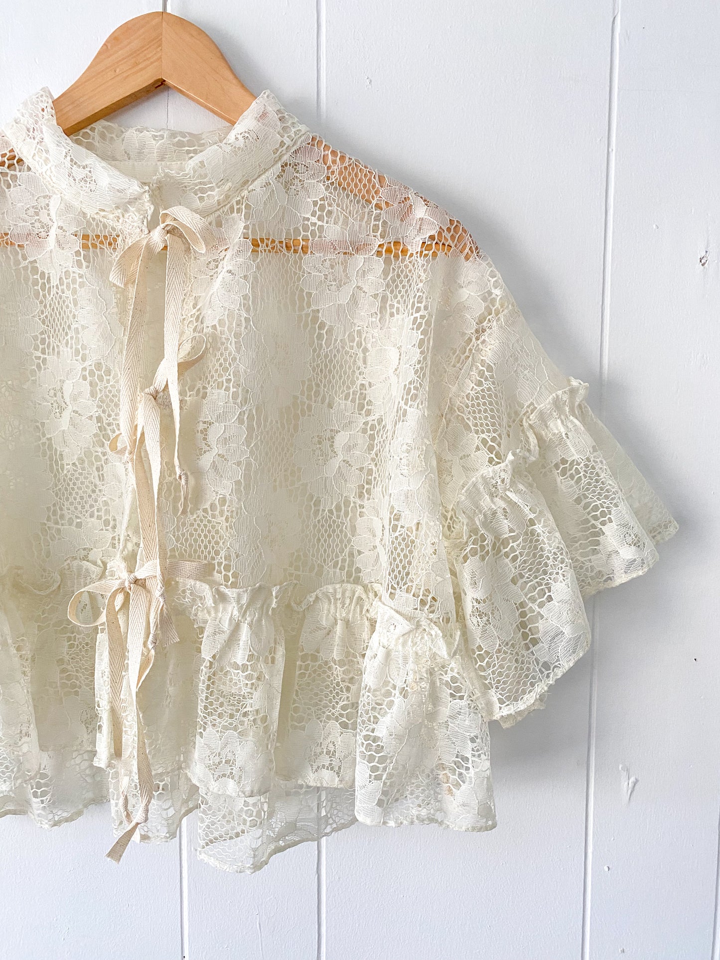 Upcycled Tie Front Blouse