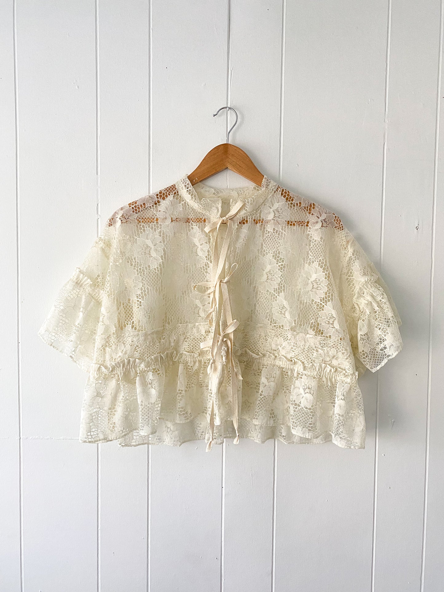 Upcycled Tie Front Blouse