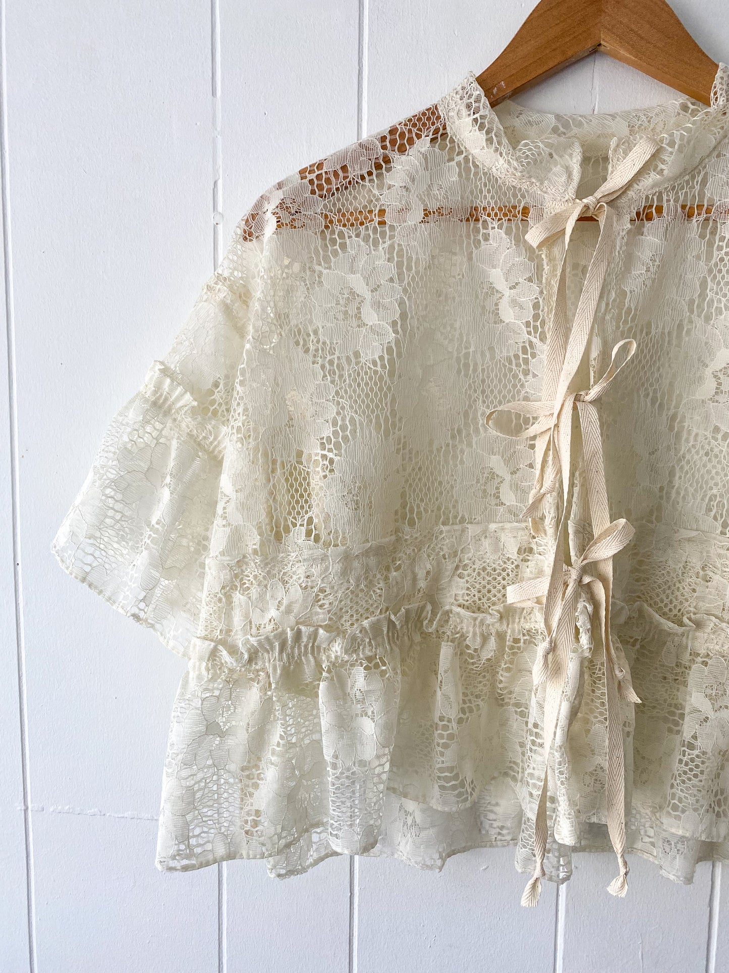 Upcycled Tie Front Blouse