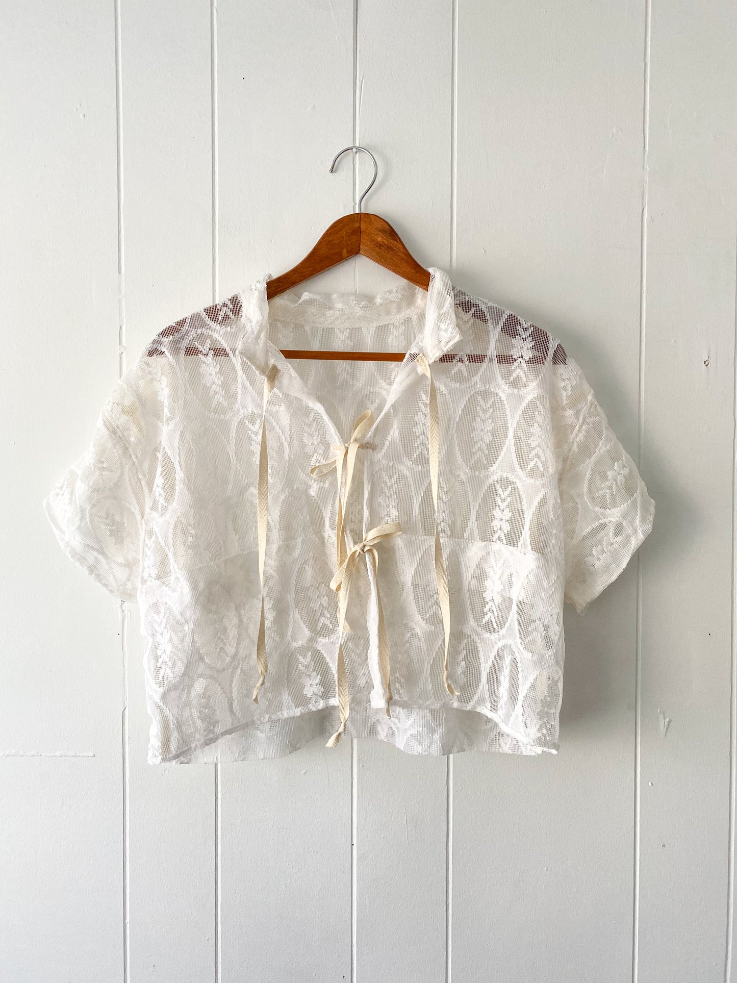 Upcycled Tie Front Blouse