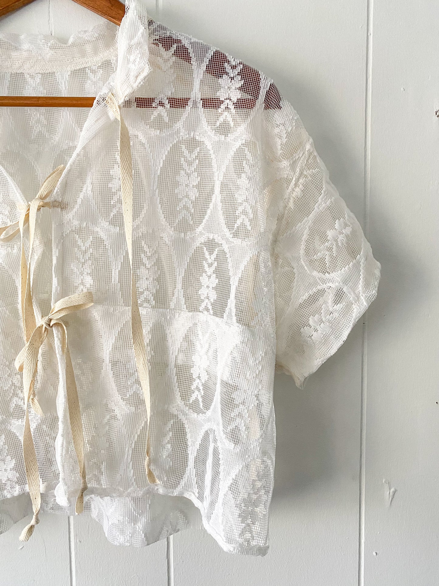 Upcycled Tie Front Blouse