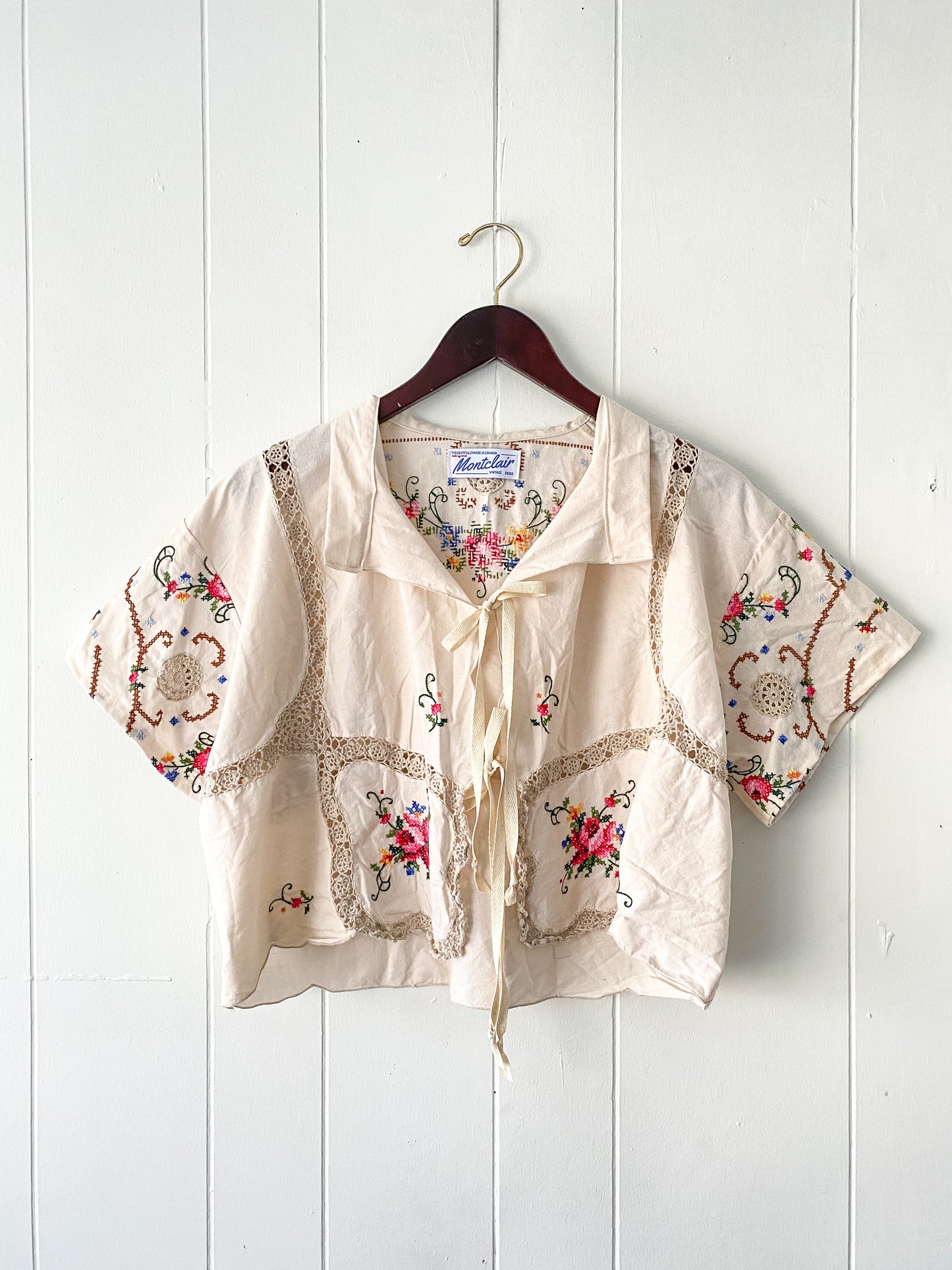 Upcycled Tie Front Blouse