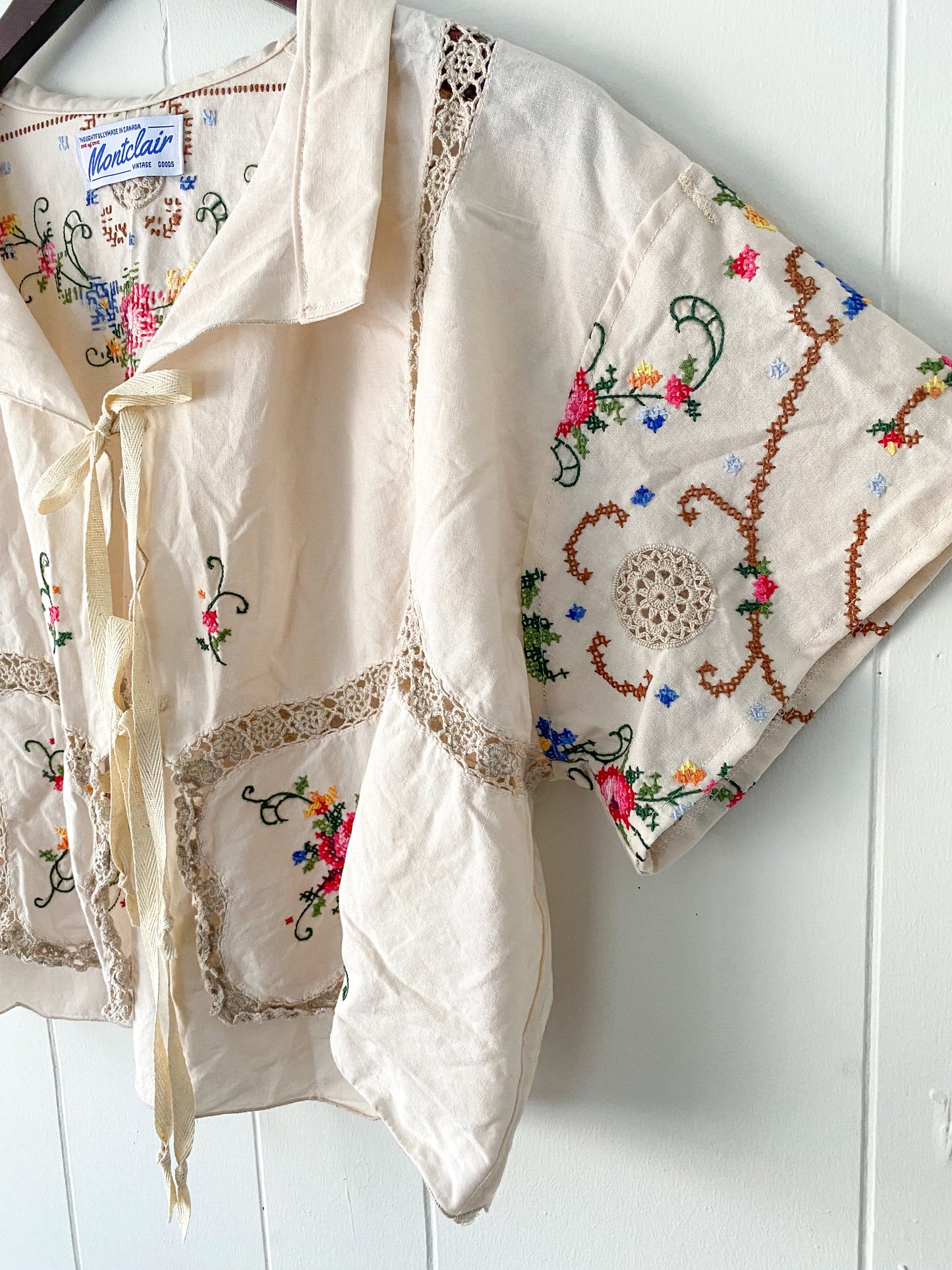 Upcycled Tie Front Blouse