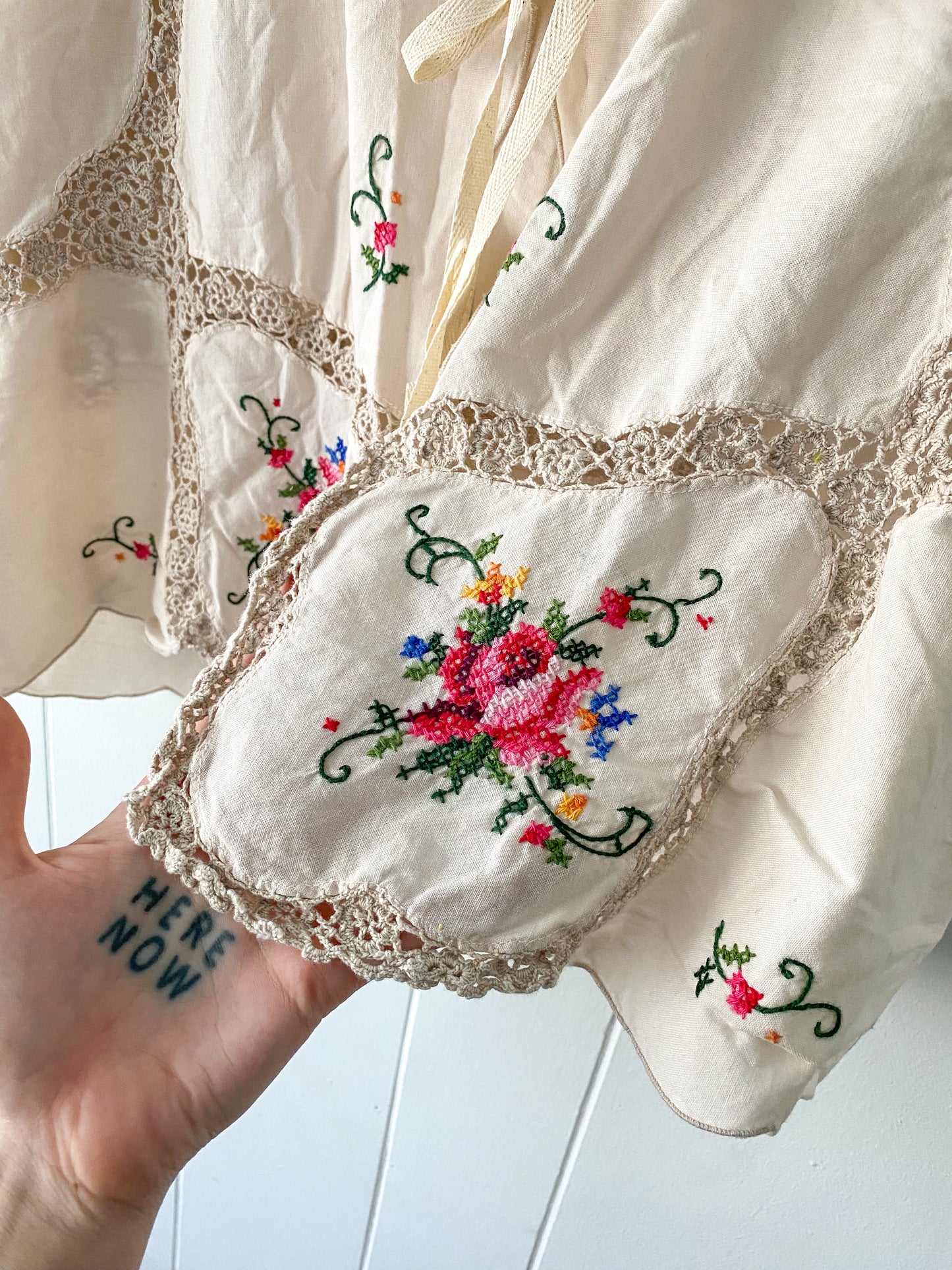 Upcycled Tie Front Blouse