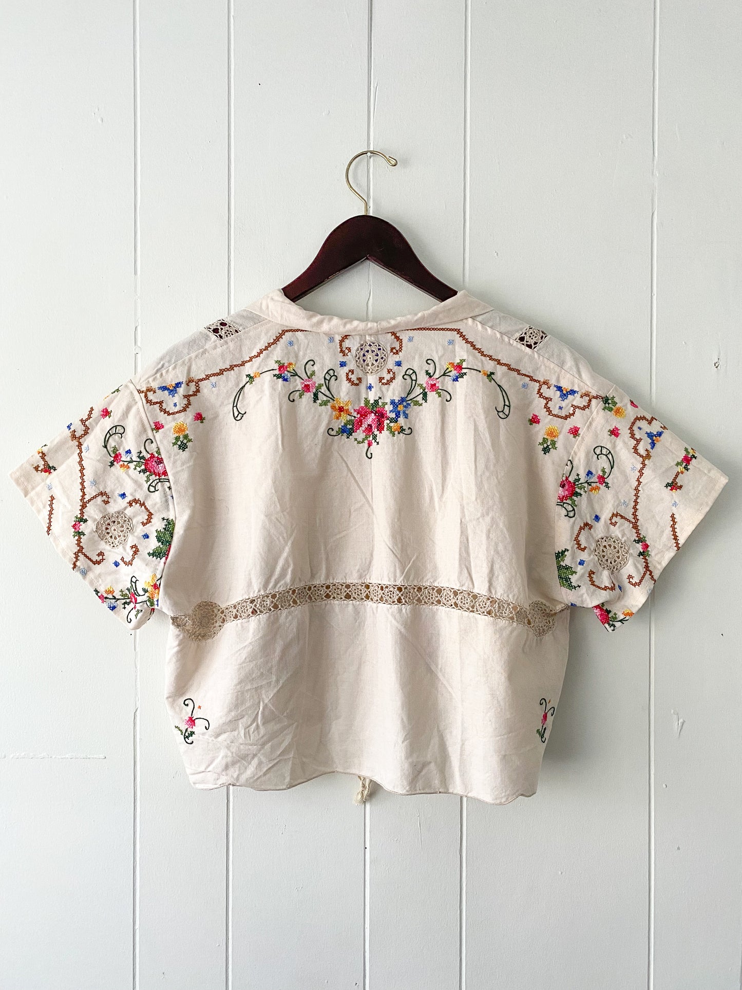 Upcycled Tie Front Blouse