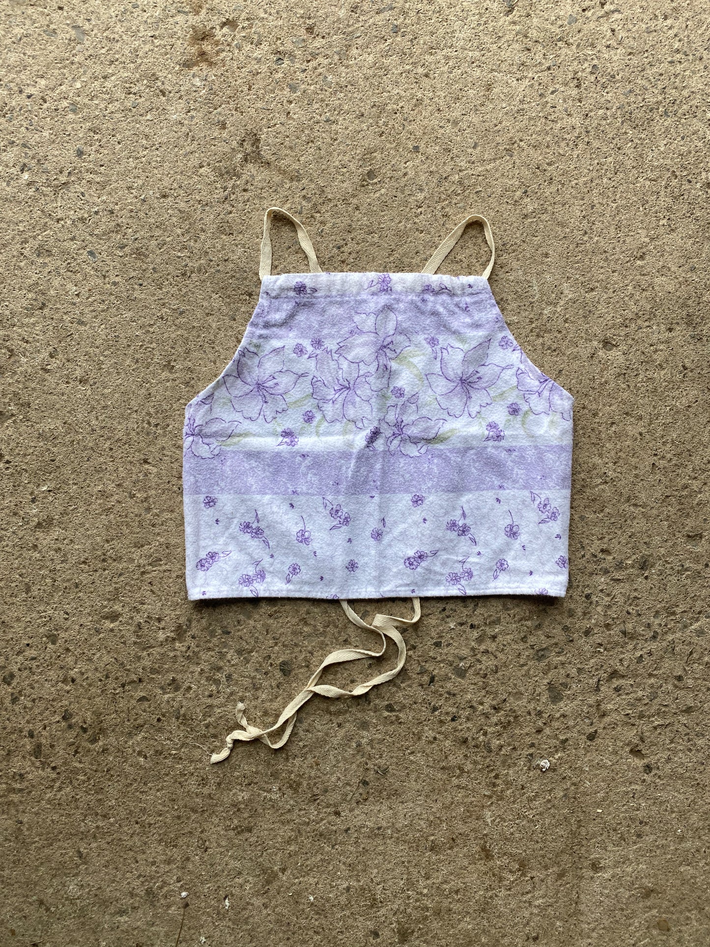 Upcycled Floral Criss-cross Backless Halter