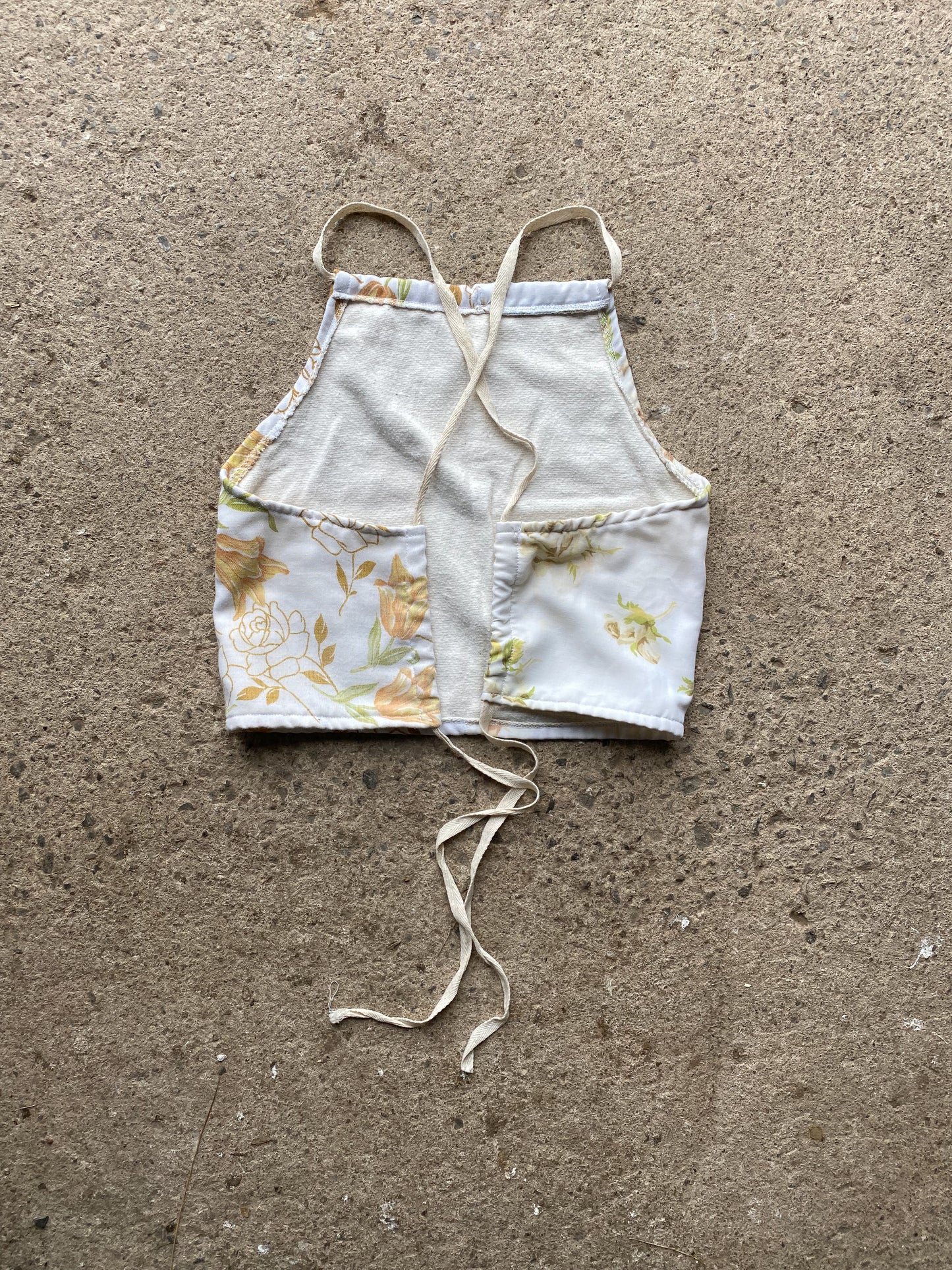 Upcycled Floral Criss-cross Backless Halter