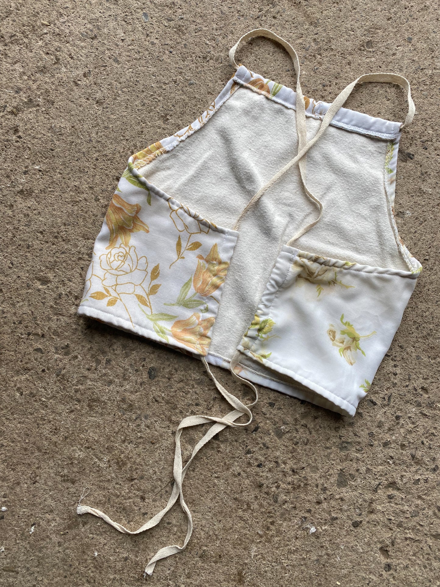 Upcycled Floral Criss-cross Backless Halter